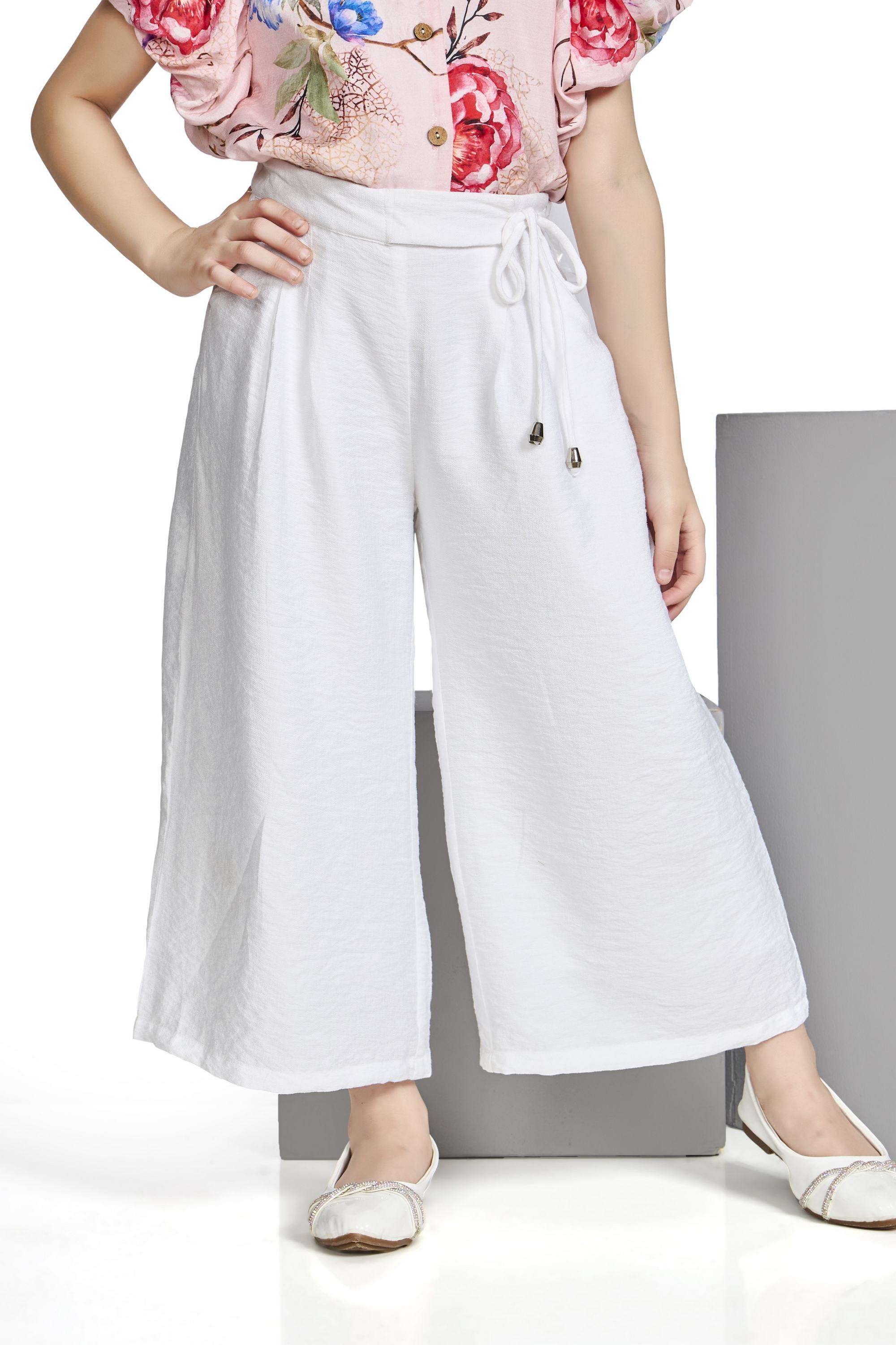 Solid-Blended-Fabric-Regular-Fit-Girls-Pants