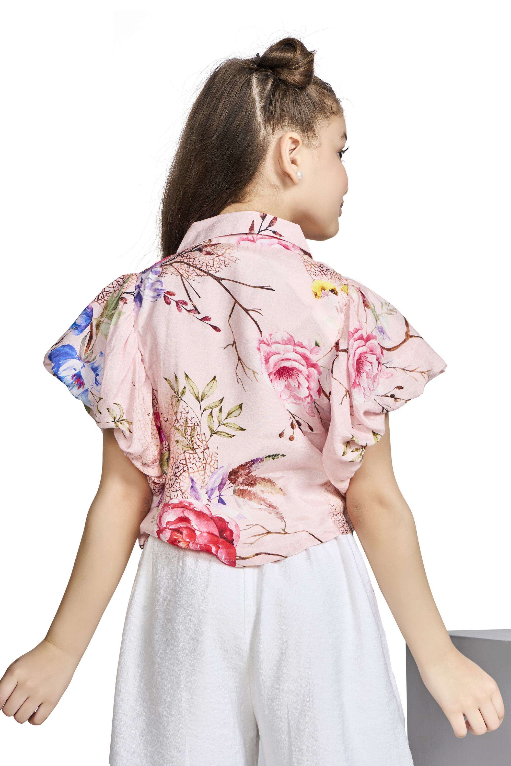 Floral-Blended-Fabric-Collared-Girls-Top