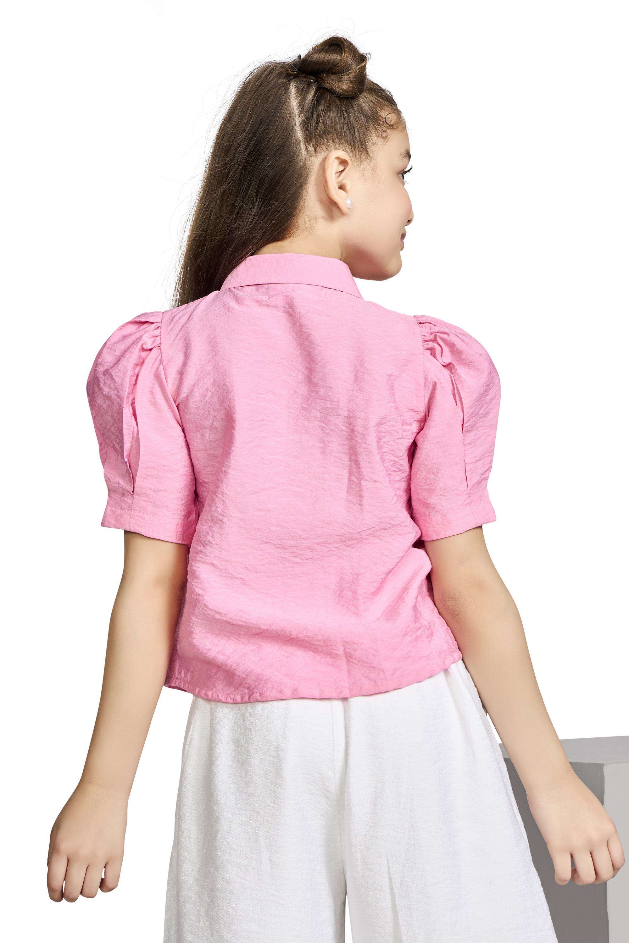 Solid-Polyester-Collared-Girls-Top