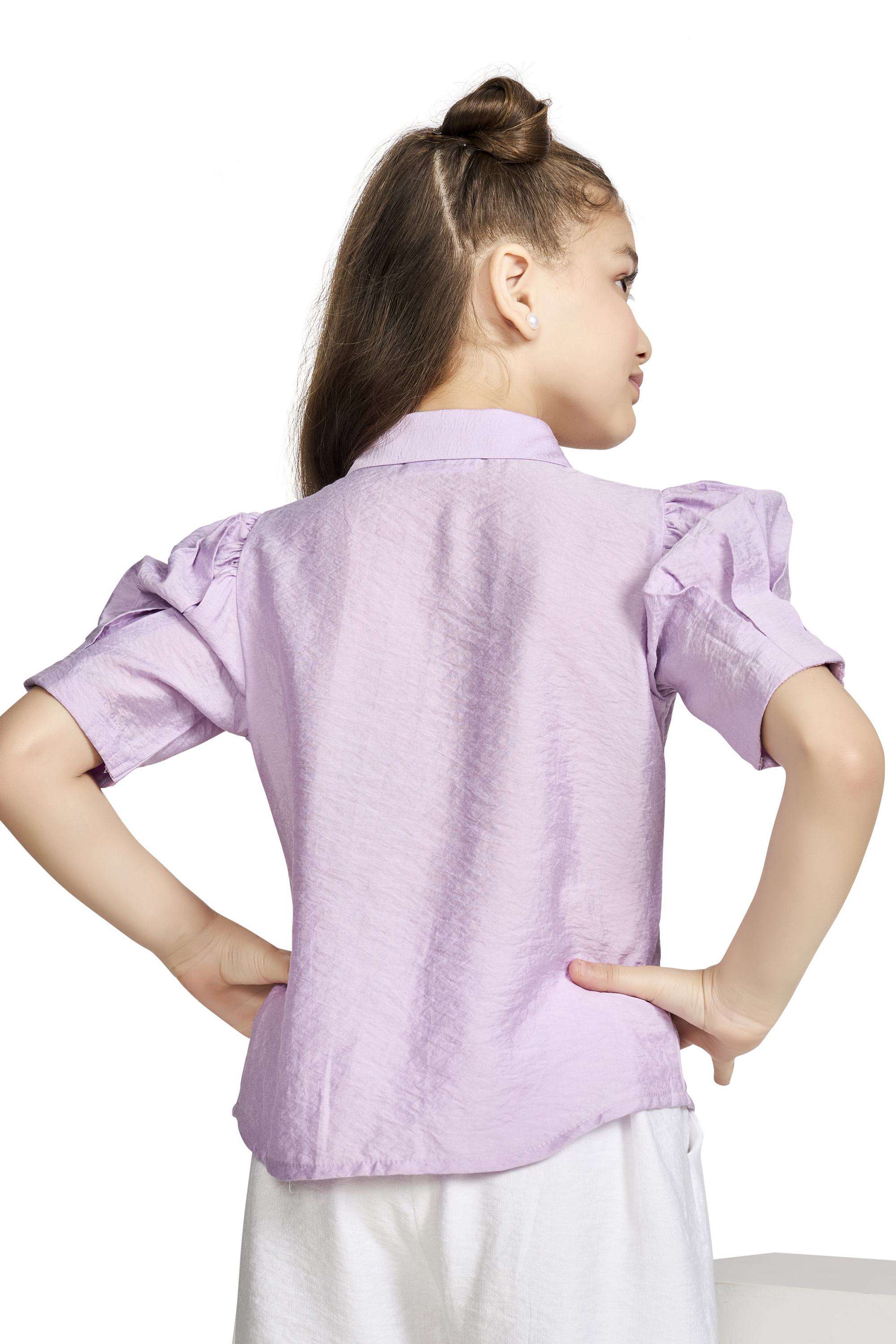 Solid-Polyester-Collared-Girls-Top