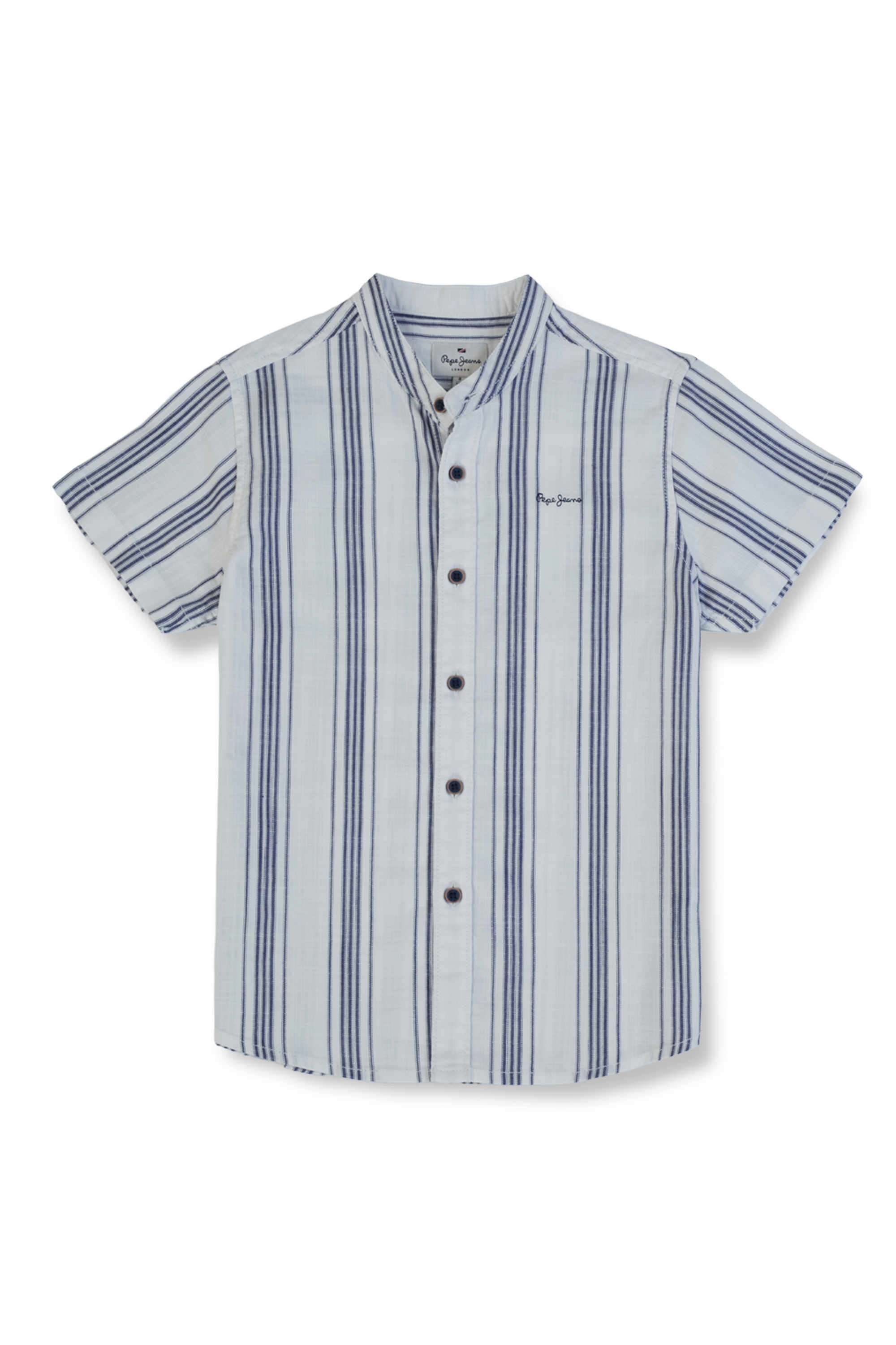 Stripes-Blended-Fabric-Mandarin-Collar-Boys-Shirt