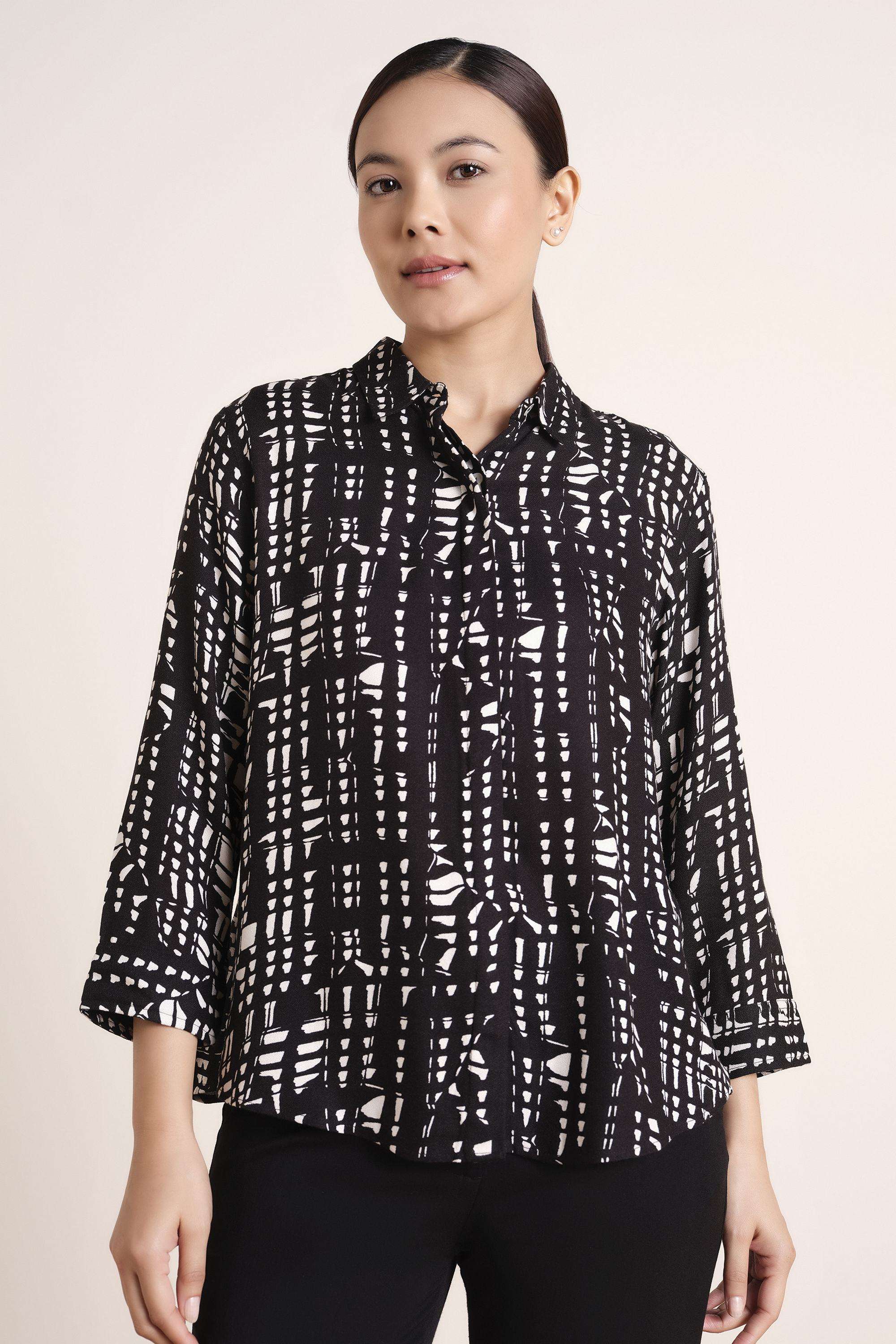 Solid-Blended-Fabric-Women-s-Shirt