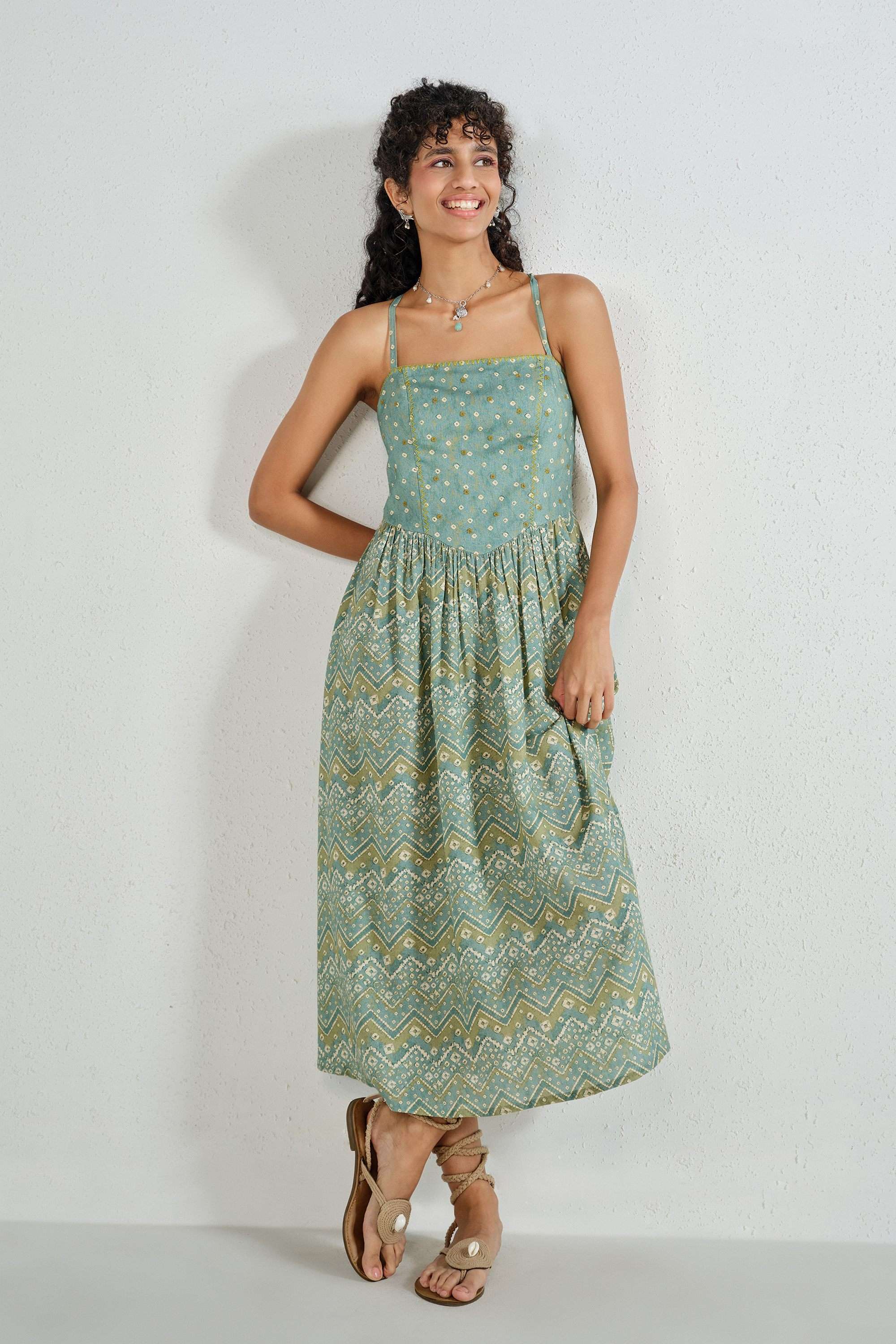 Printed-Square-Neck-Viscose-Women-s-Dress