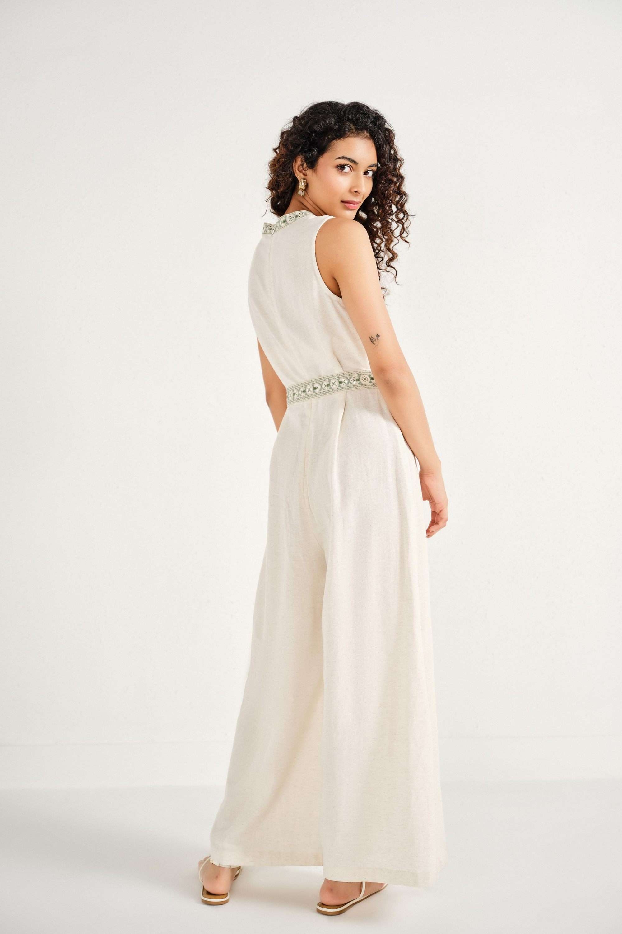 Solid-Sleeveless-Blended-Fabric-Women-s-Ankle-Length-Jumpsuit