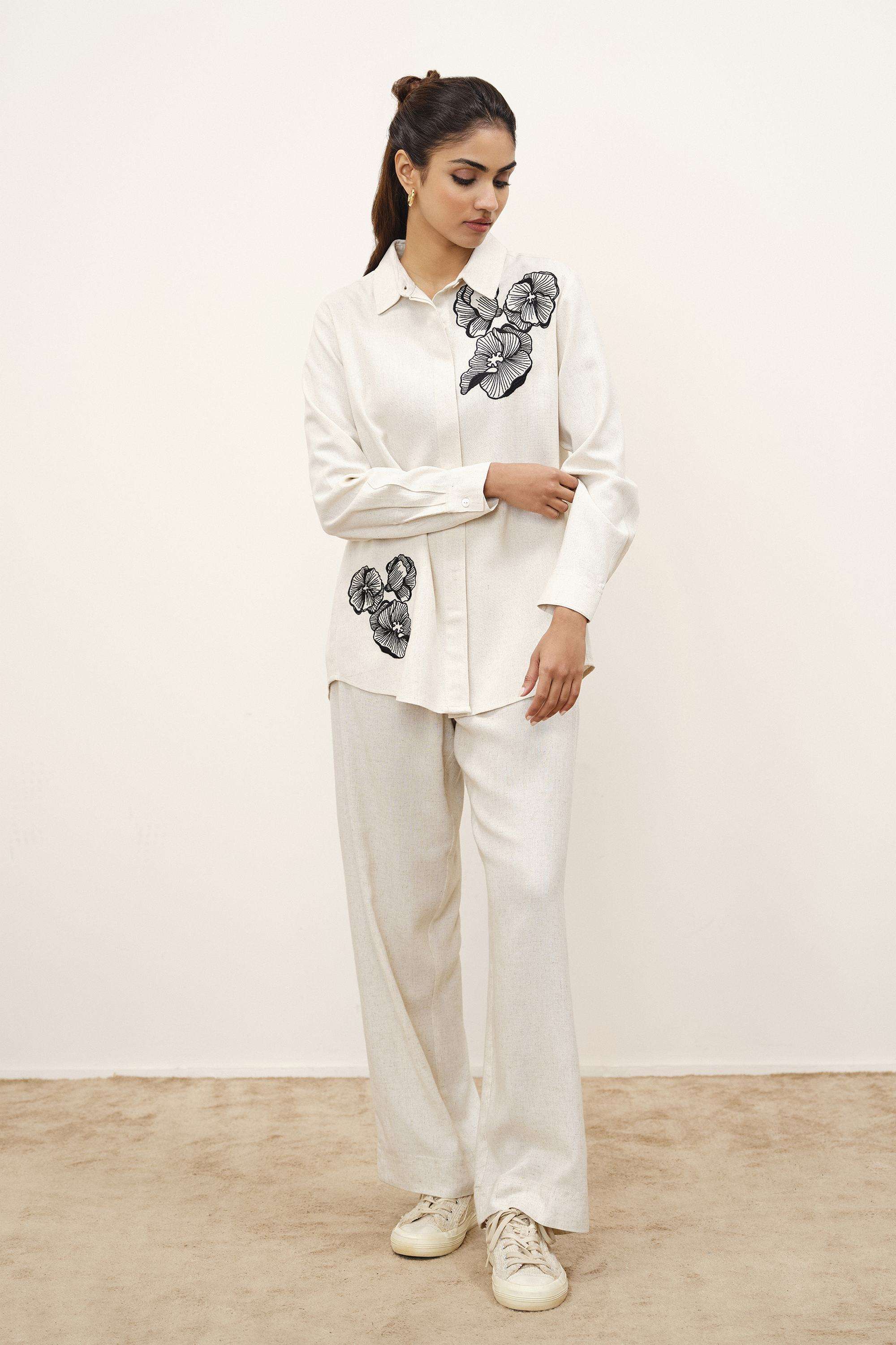 Solid-Blended-Fabric-Women-s-Shirt