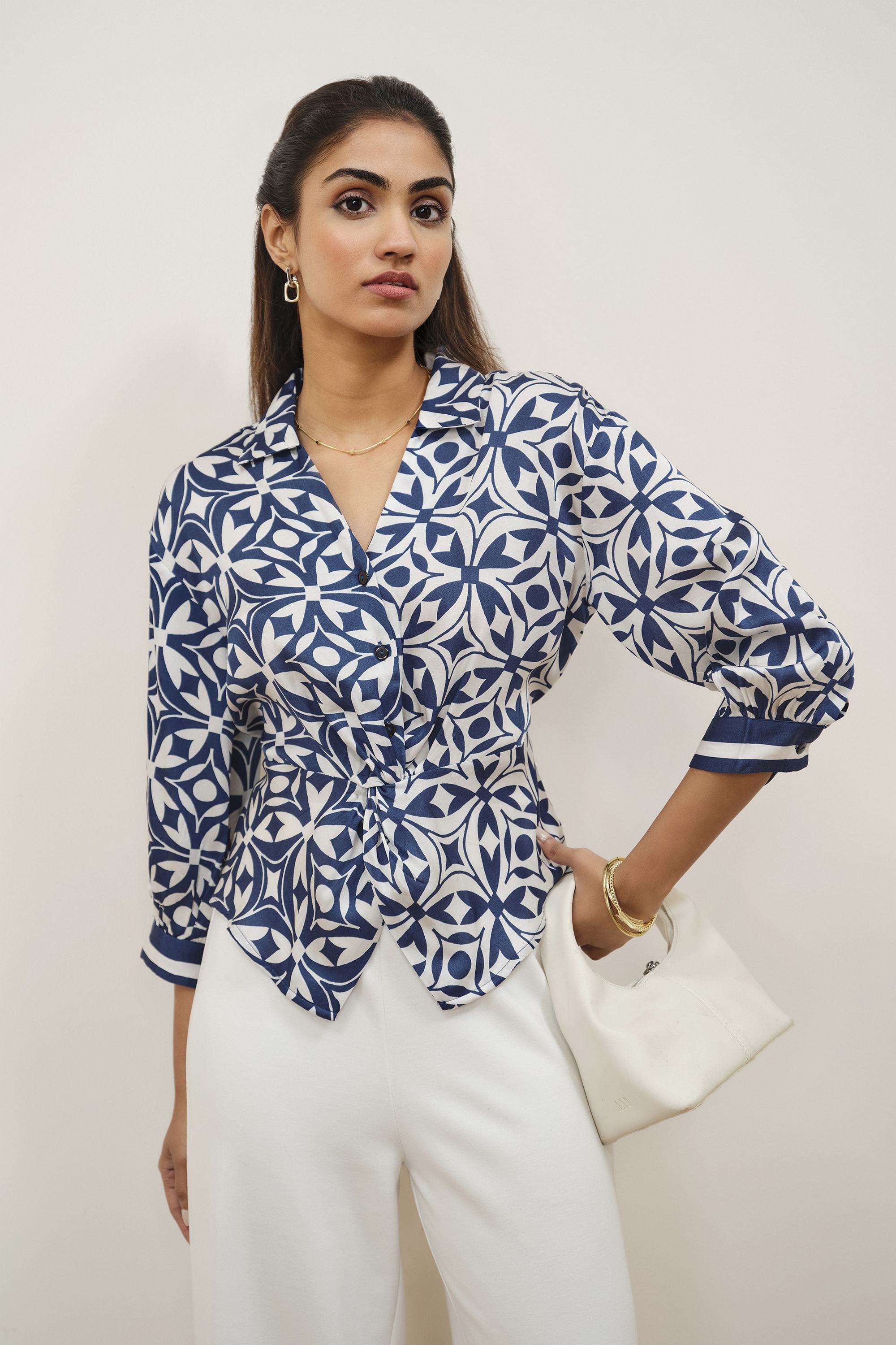 Solid-Blended-Fabric-Women-s-Shirt