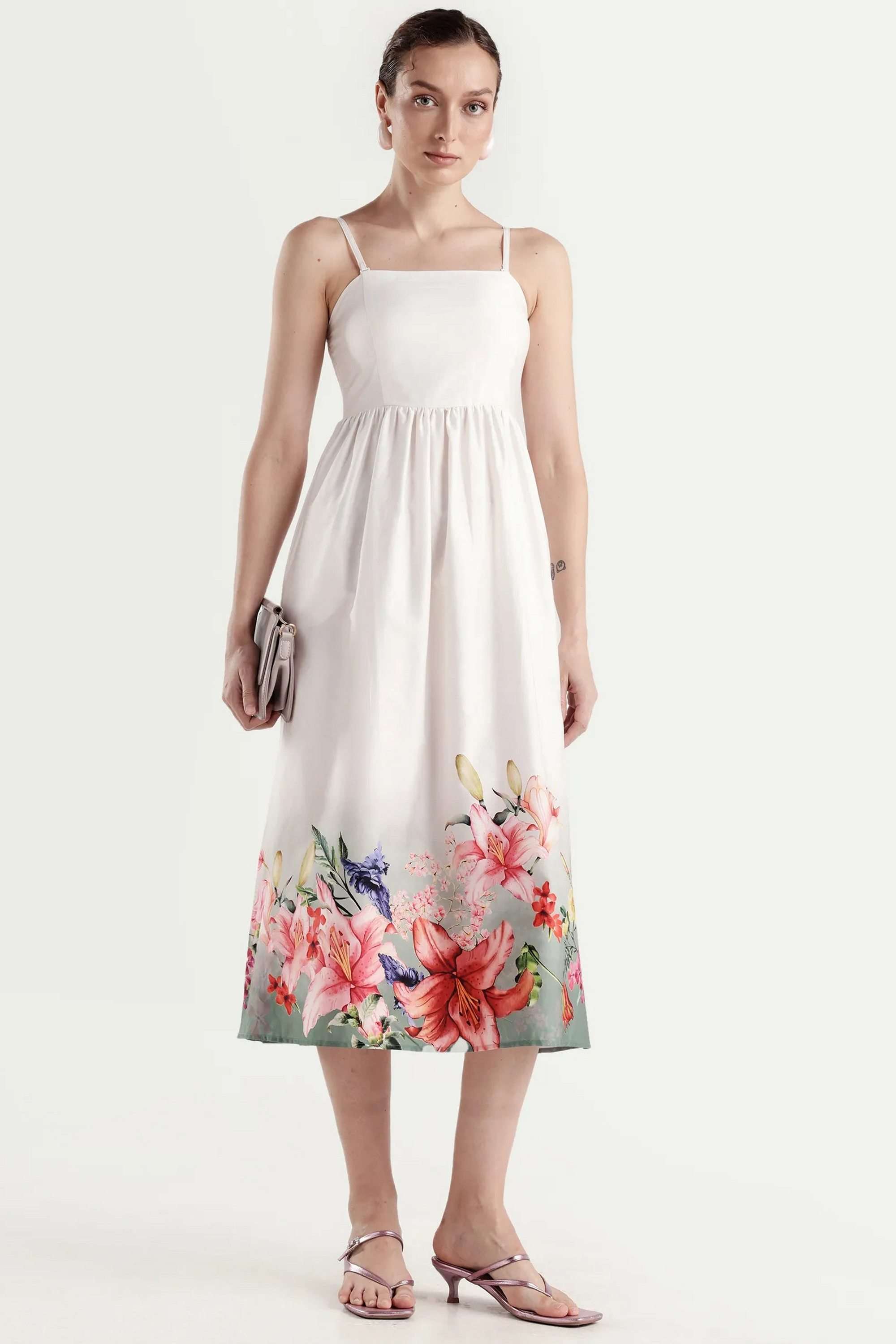 Printed-Strapless/Tube-Cotton-Women-Dress
