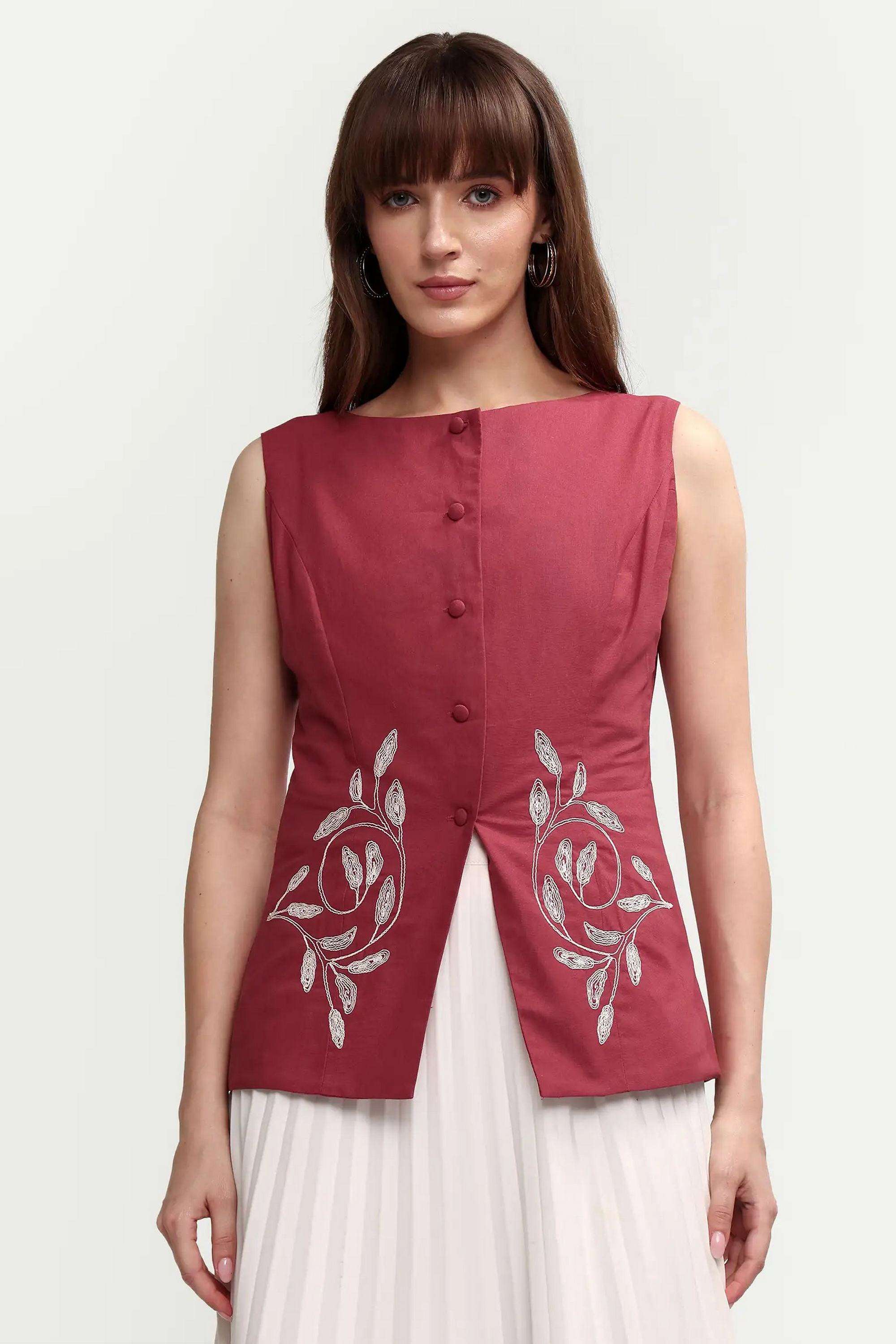 Solid-Blended-Fabric-Women-s-Top