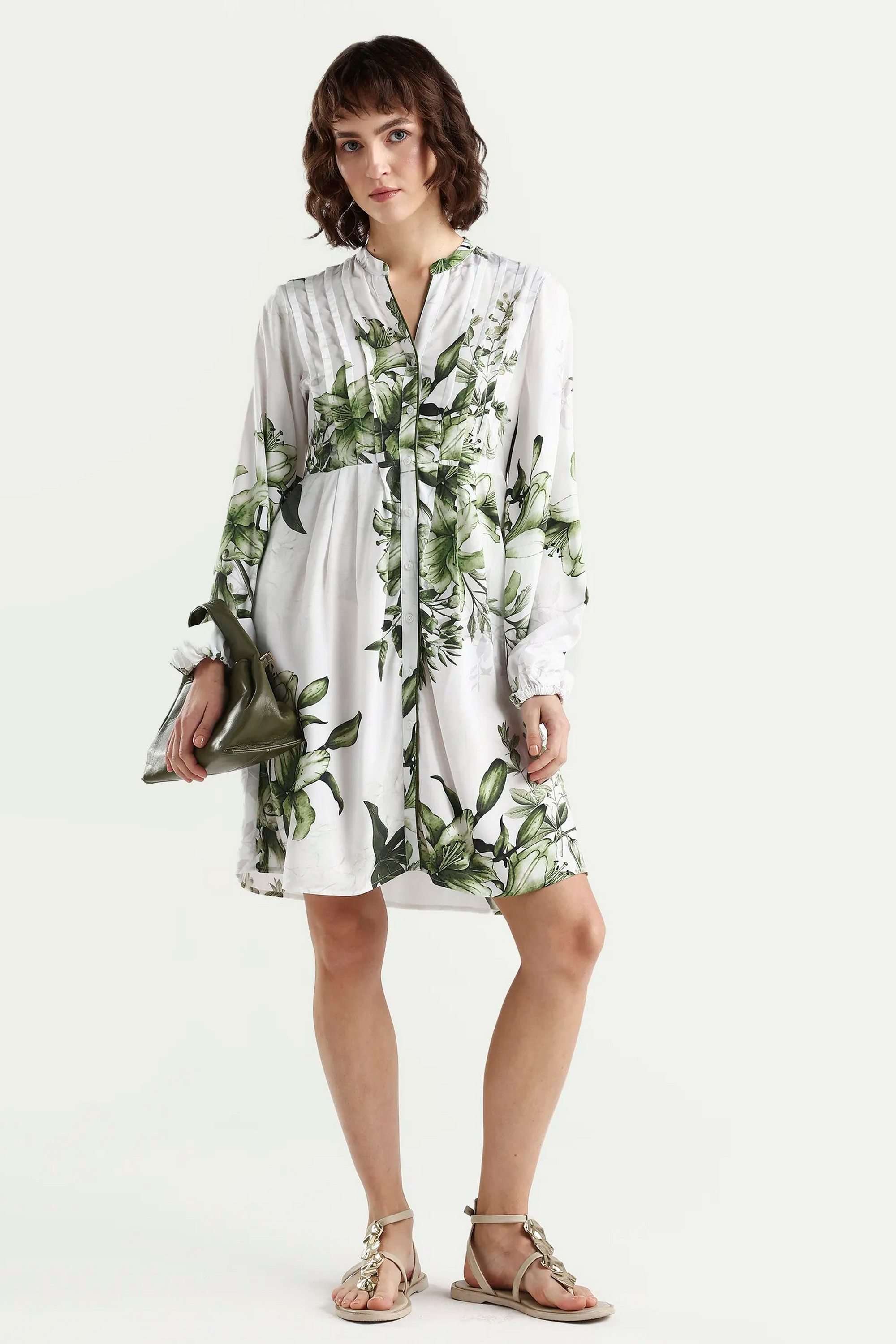 Printed-Round-Neck-Viscose-Women-Dress