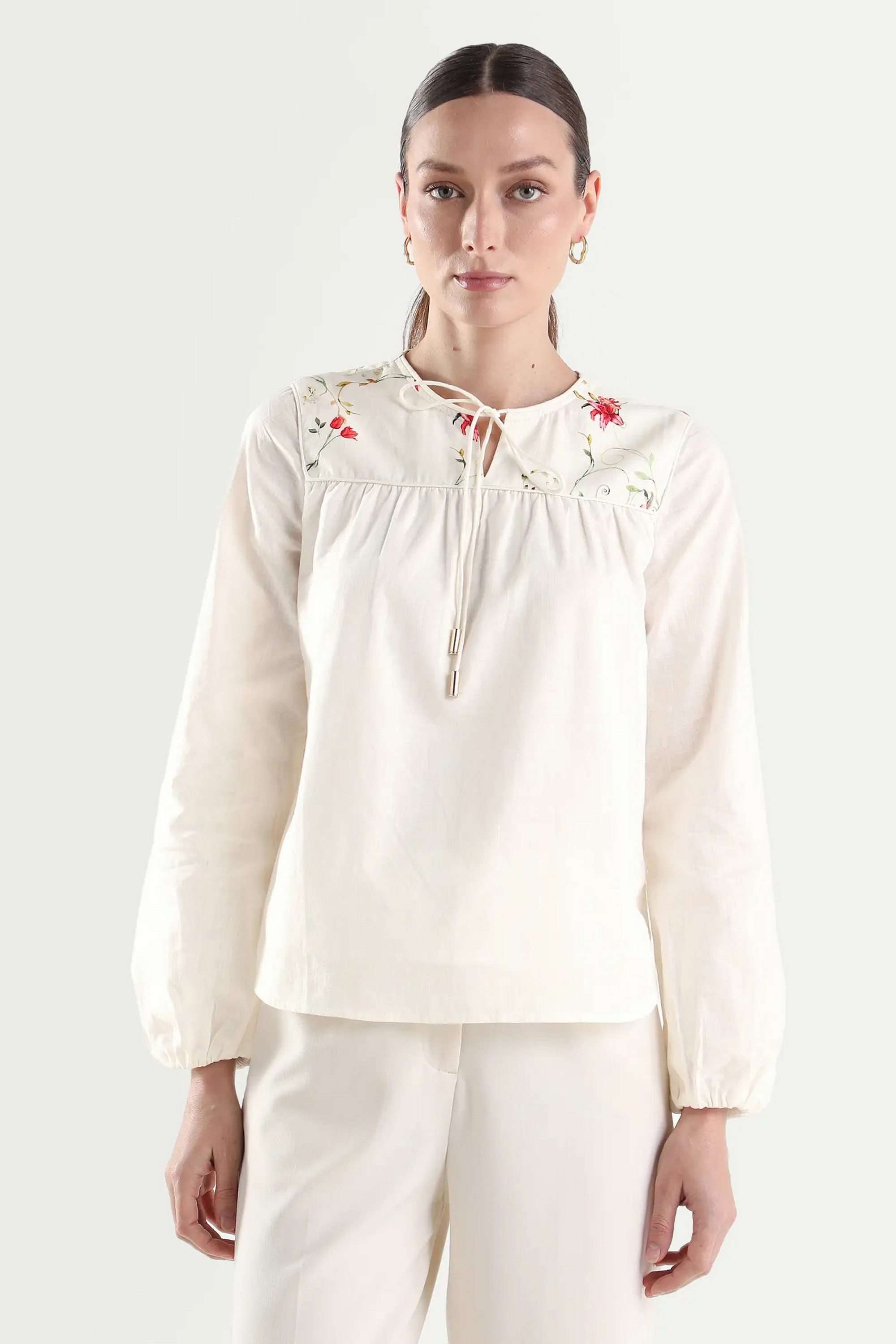 Printed-Cotton-Tie-Up-Neck-Women-s-Top