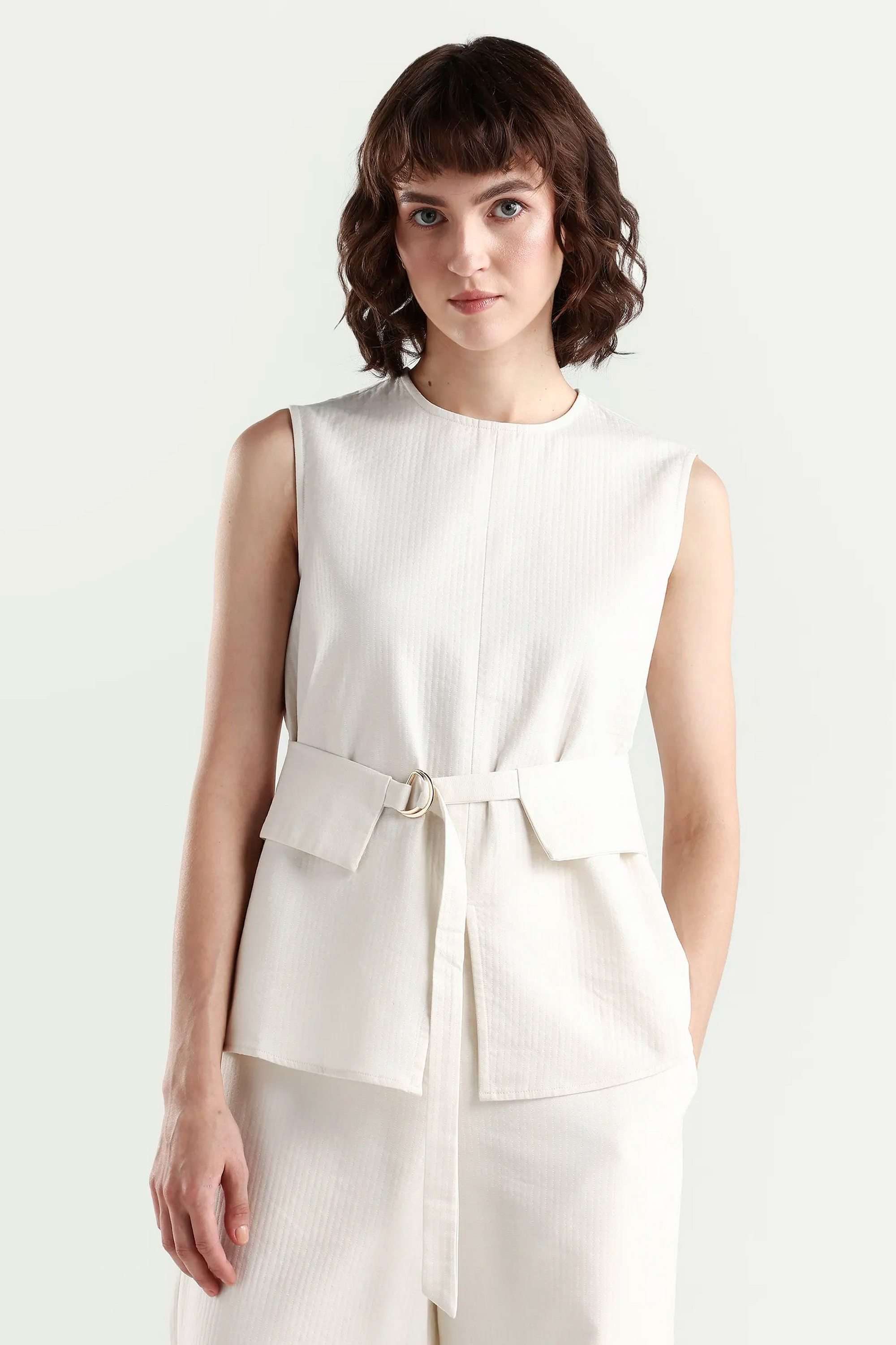 Solid-Cotton-Round-Neck-Women-s-Top