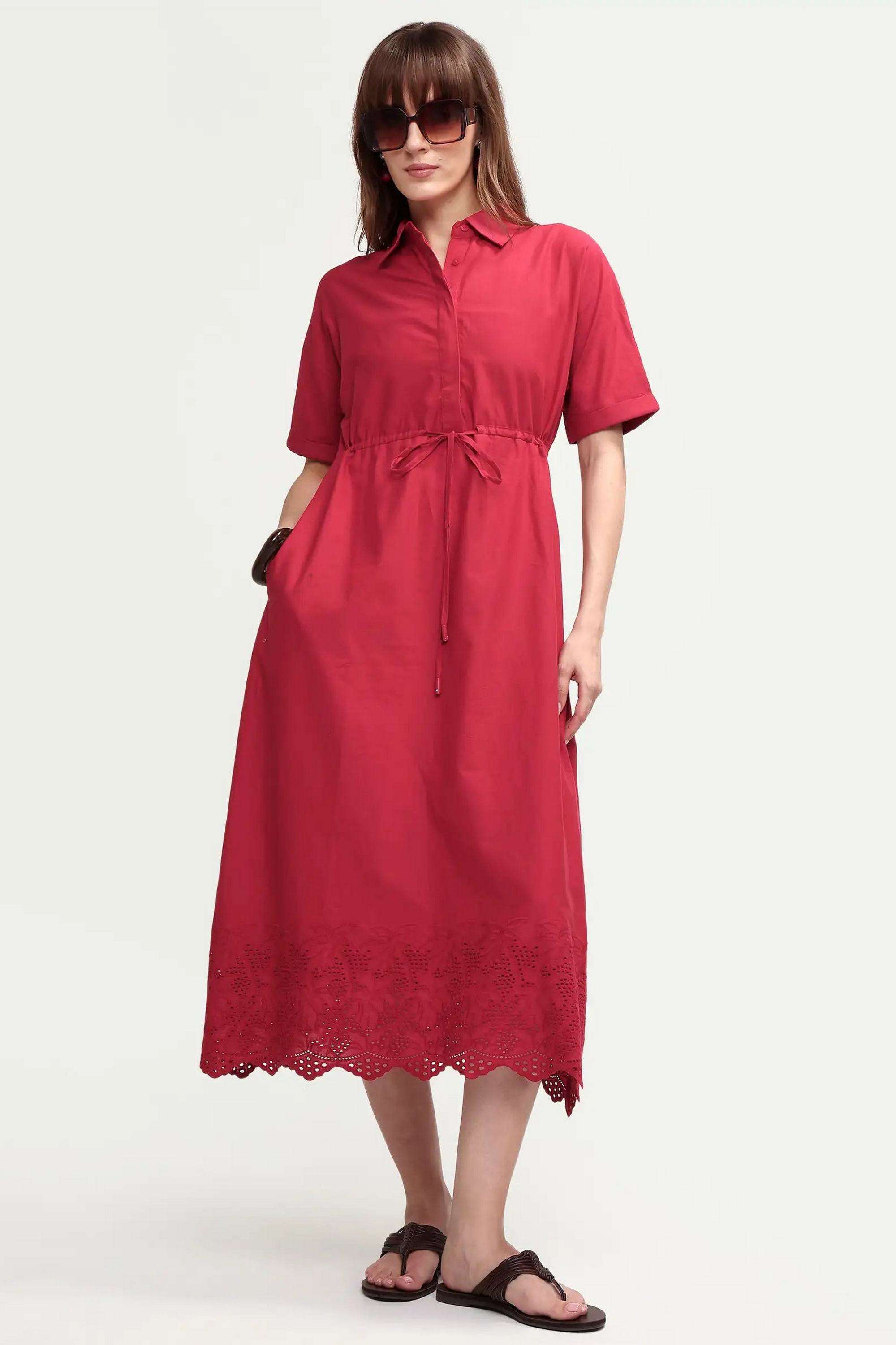 Solid-Blended-Fabric-Women-Dress