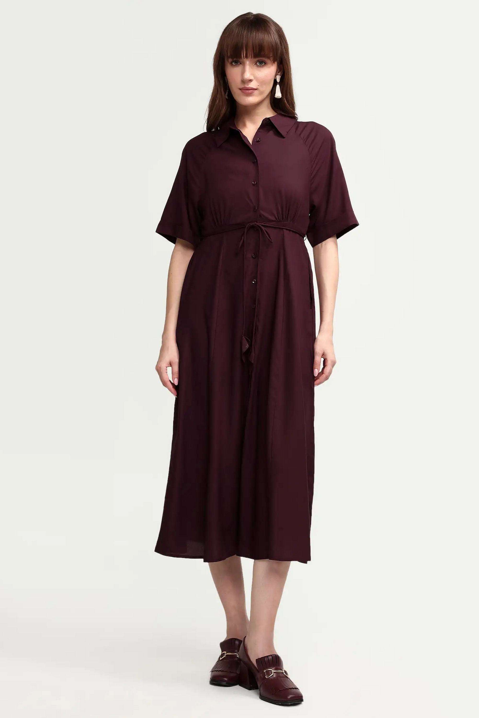 Solid-Viscose-Women-s-Dress