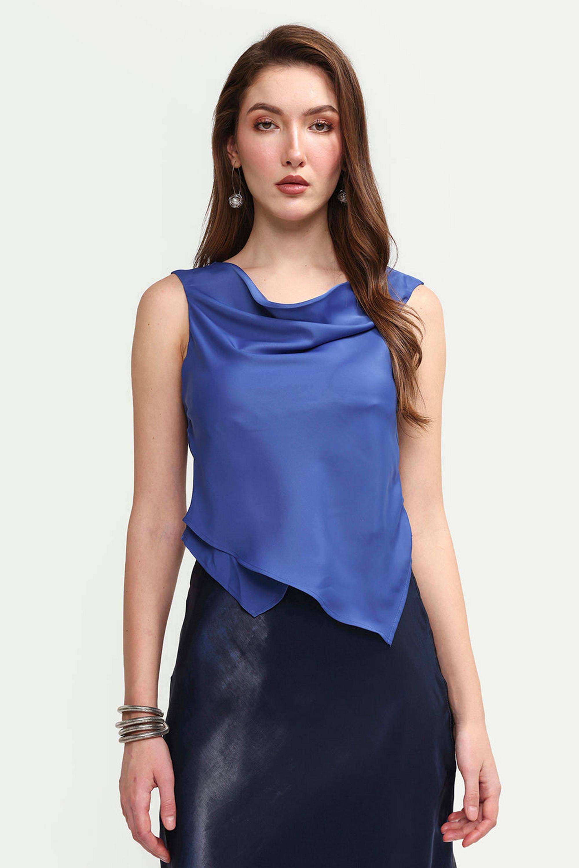 Solid-Blended-Fabric-Women-s-Top