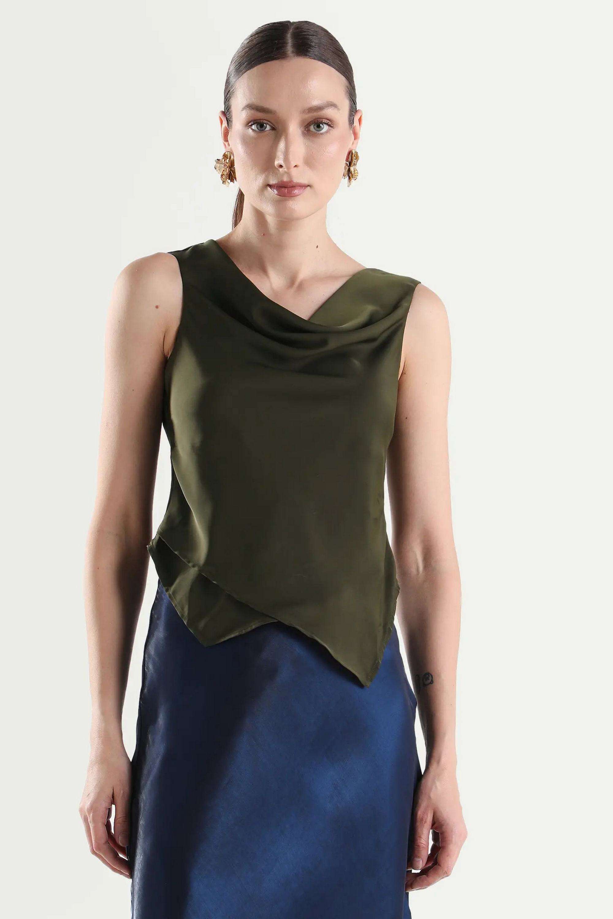 Solid-Blended-Fabric-Women-s-Top