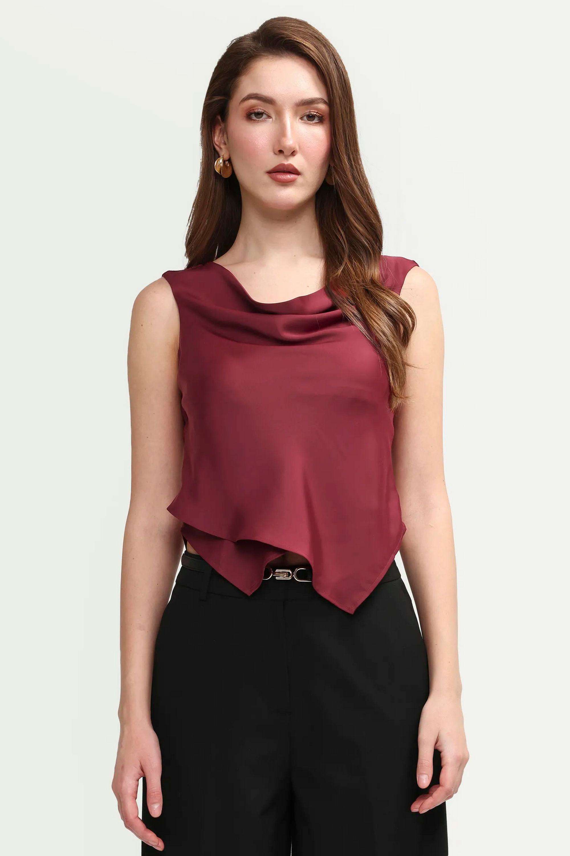 Solid-Blended-Fabric-Women-s-Top