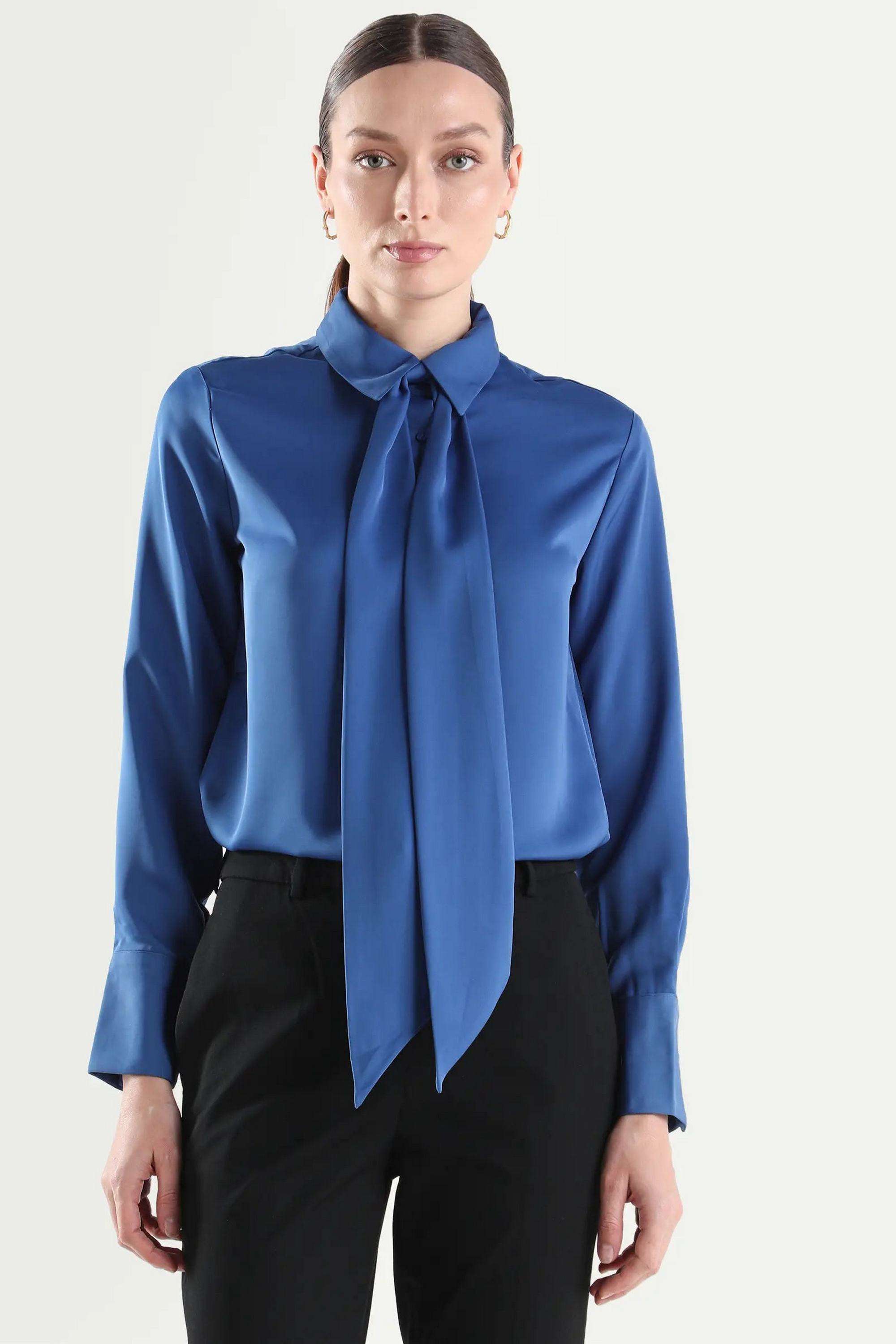 Solid-Blended-Fabric-Women-s-Shirt