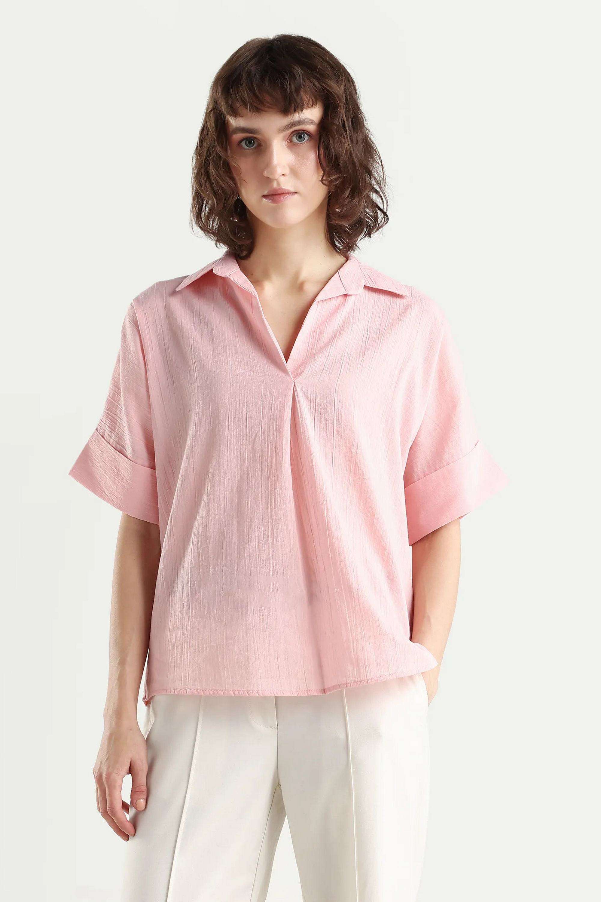 Solid-Cotton-Women-s-Top