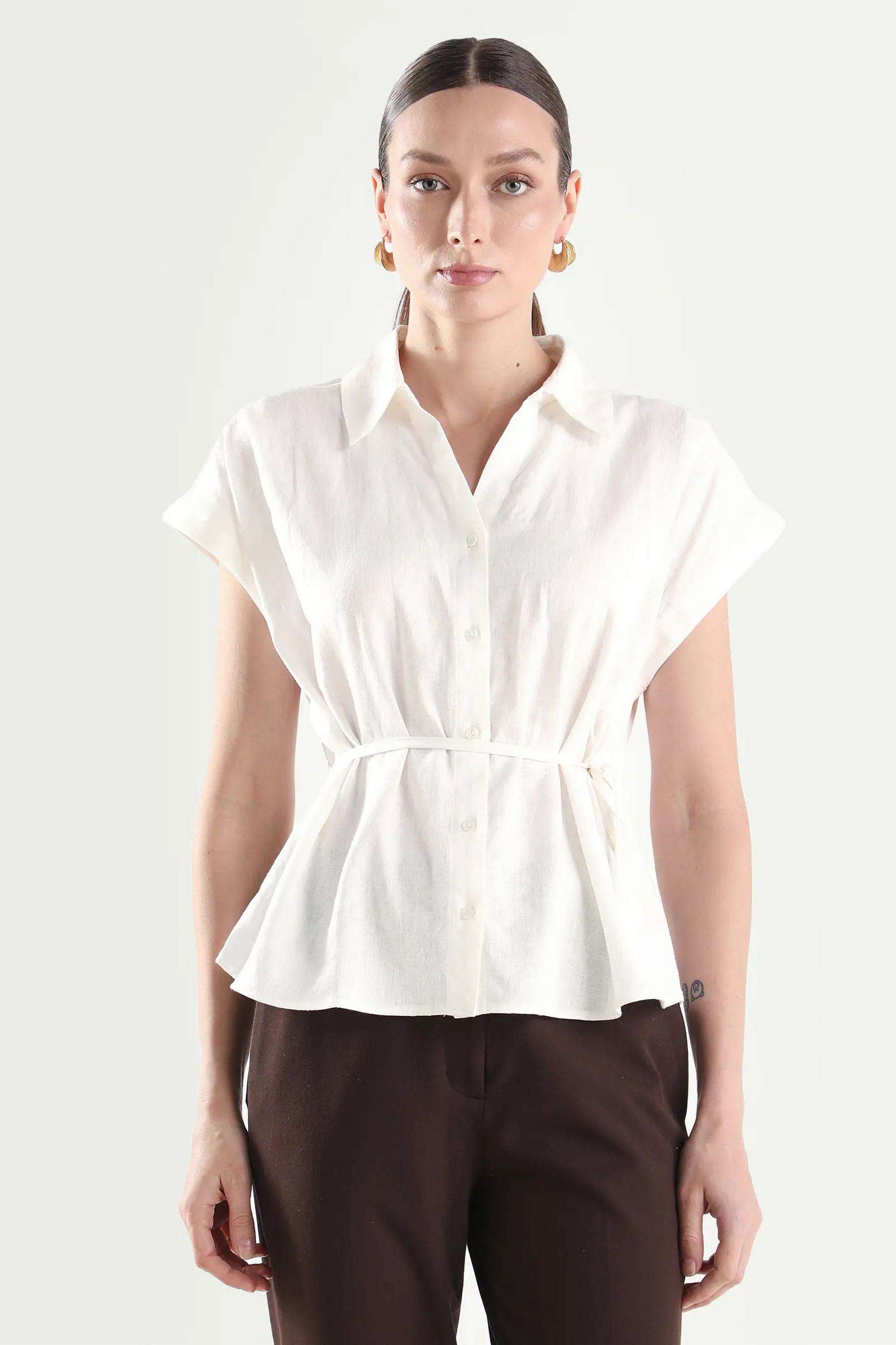 Solid-Blended-Fabric-Women-s-Top