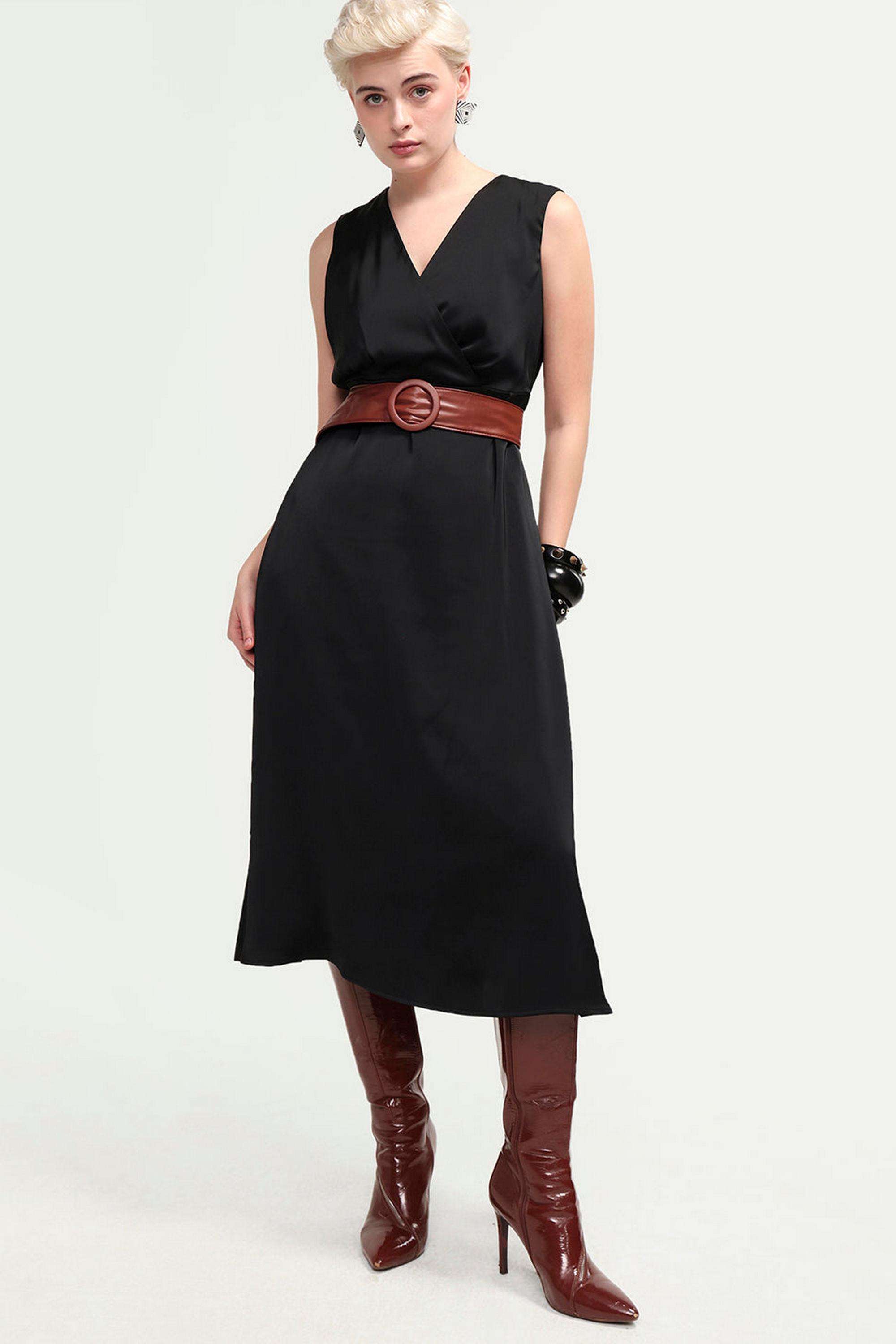 Solid-Blended-Fabric-Women-Dress