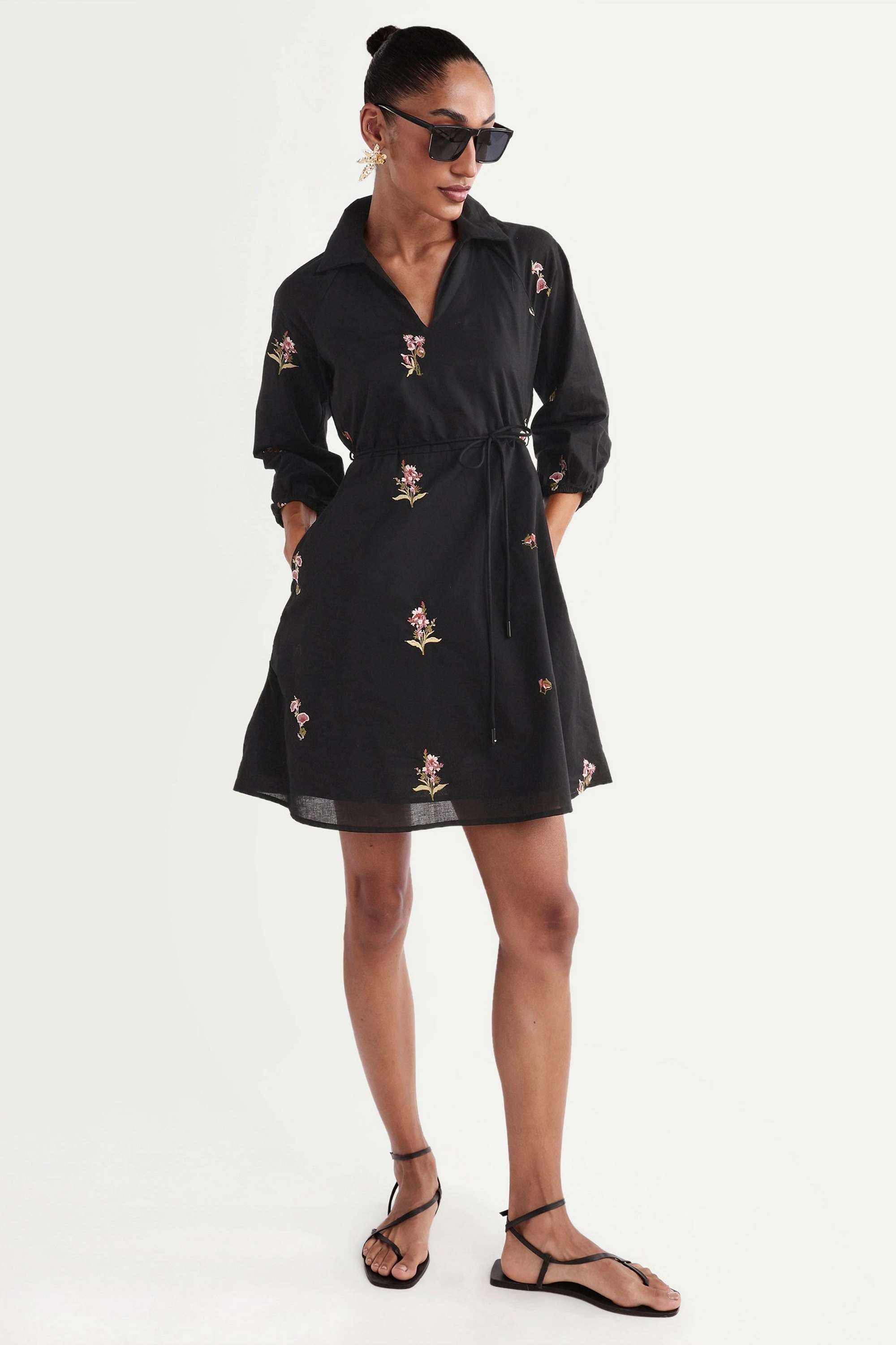 rareism Solid Viscose Relaxed Fit Women's Mini Dress-picture-27