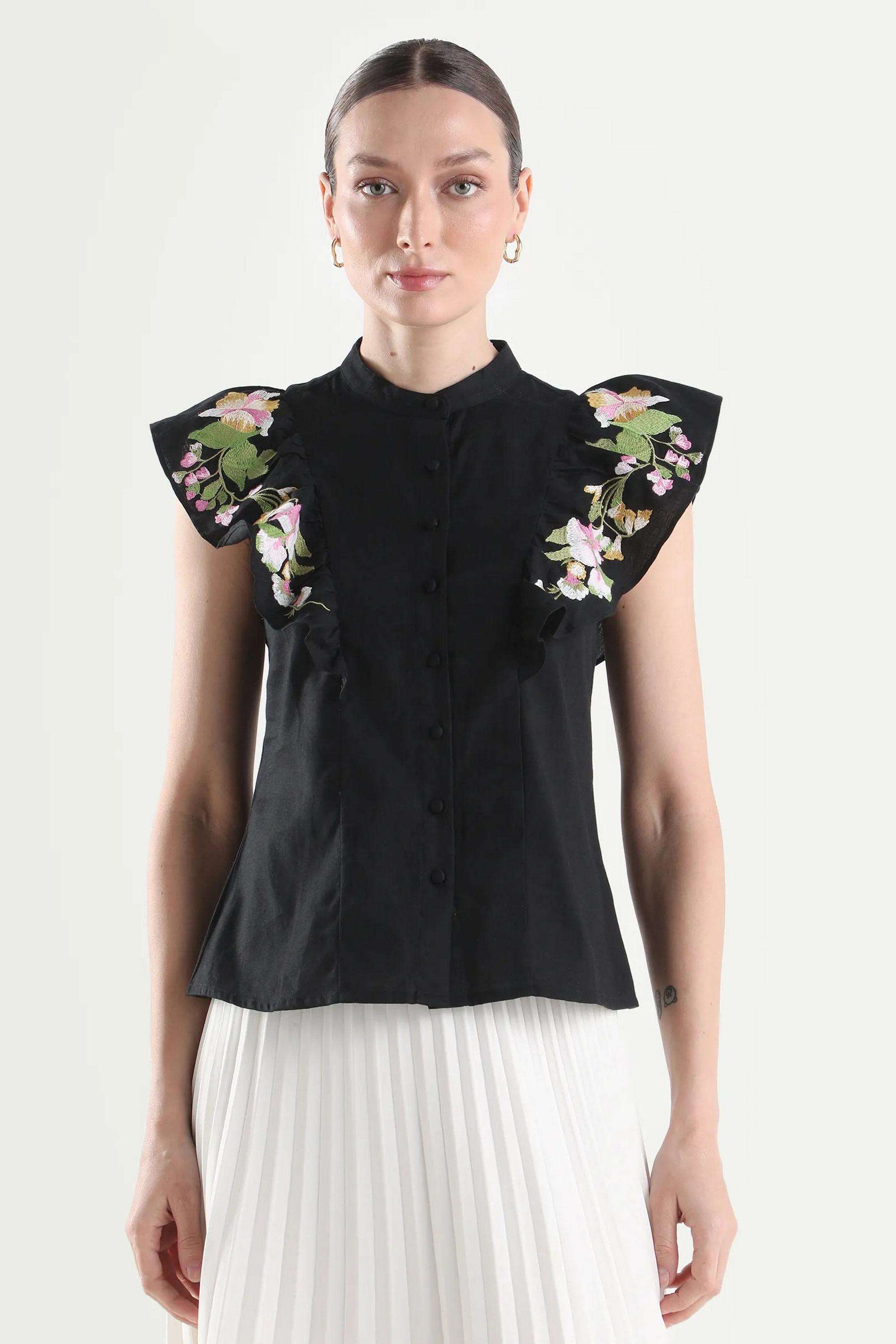 Solid-Blended-Fabric-Women-s-Top