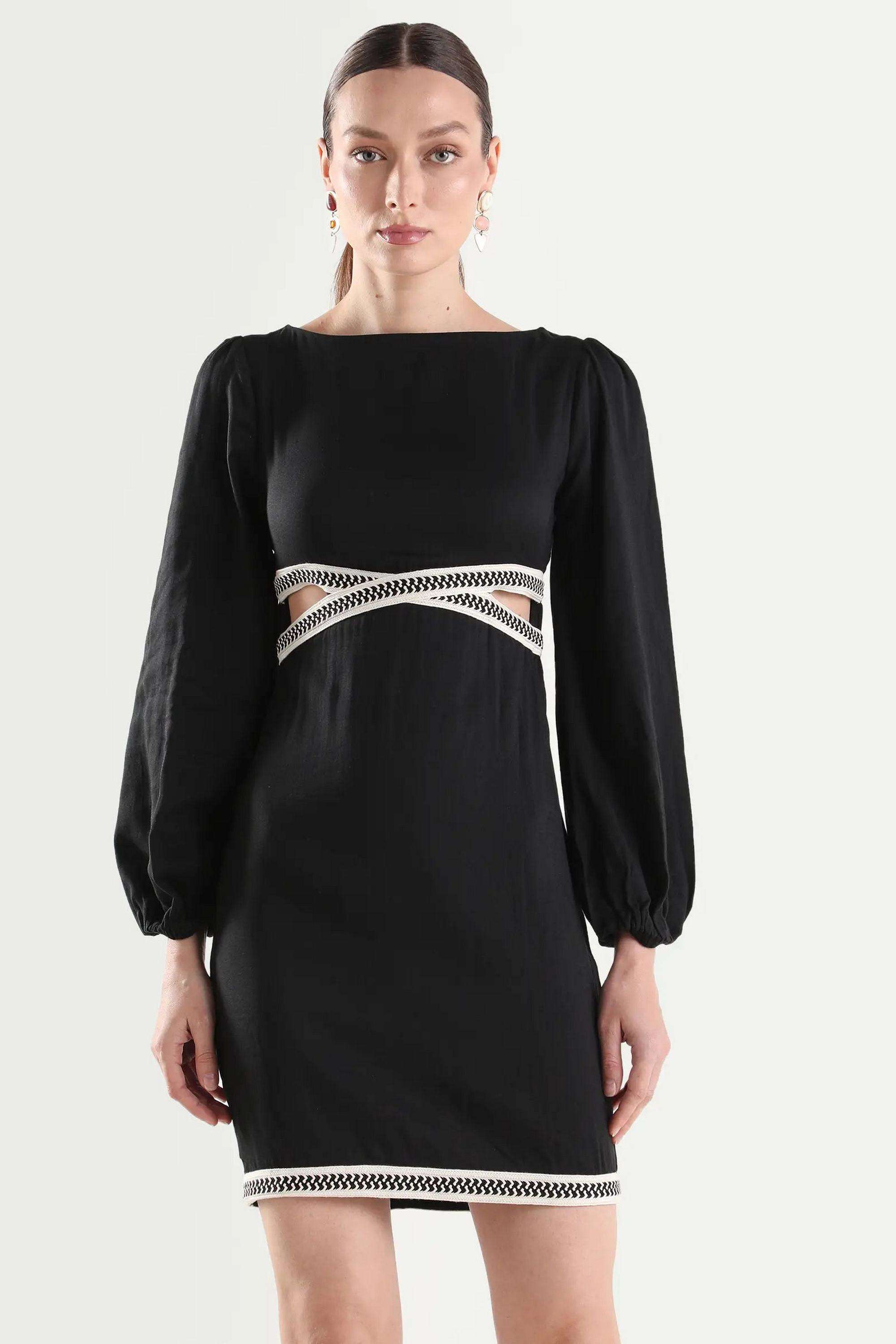 Solid-Cotton-Blend-Women-s-Dress