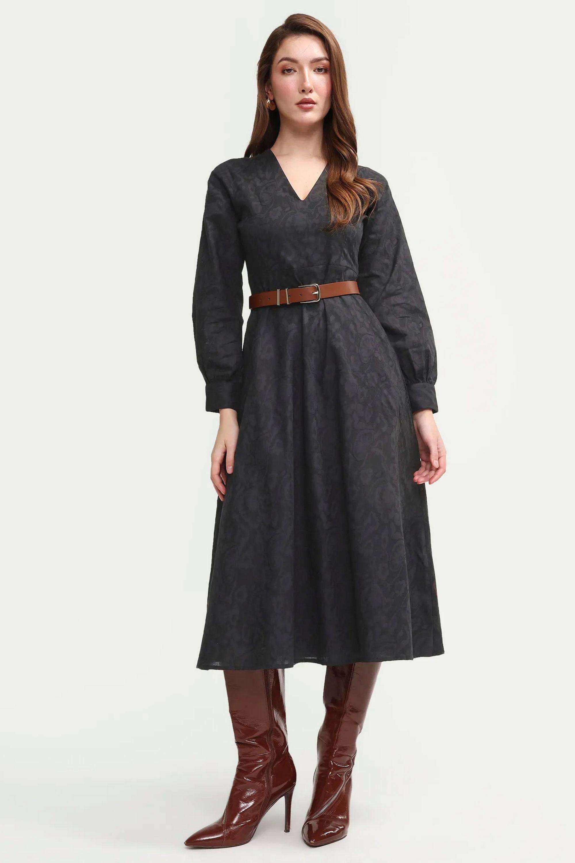 Solid-Blended-Fabric-Women-Dress