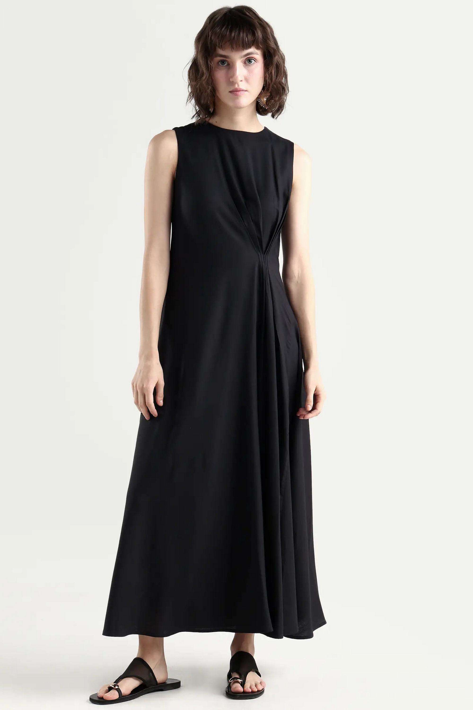 Solid-Blended-Fabric-Women-Dress