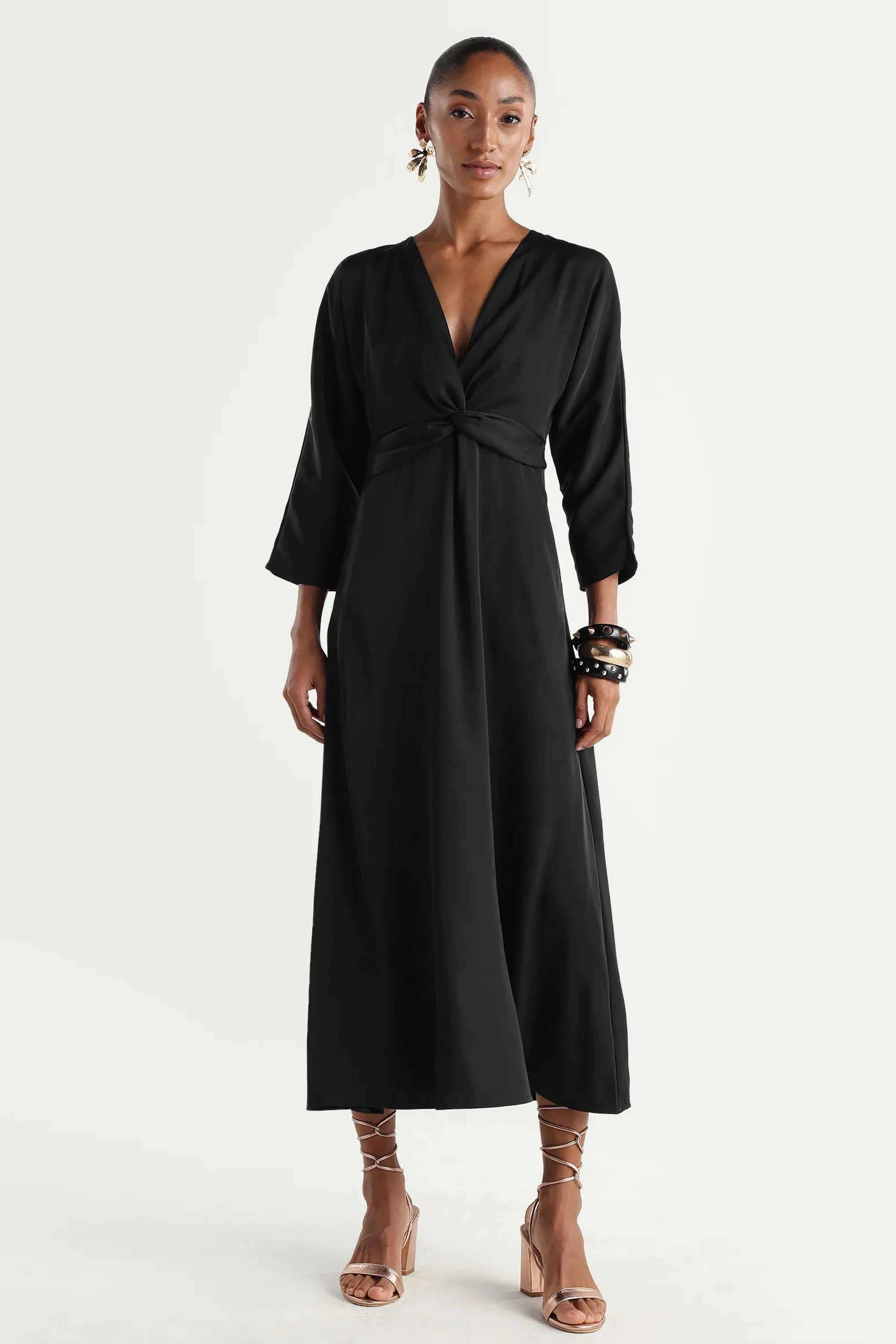 rareism Solid V-Neck Polyester Women's Dress-picture-19