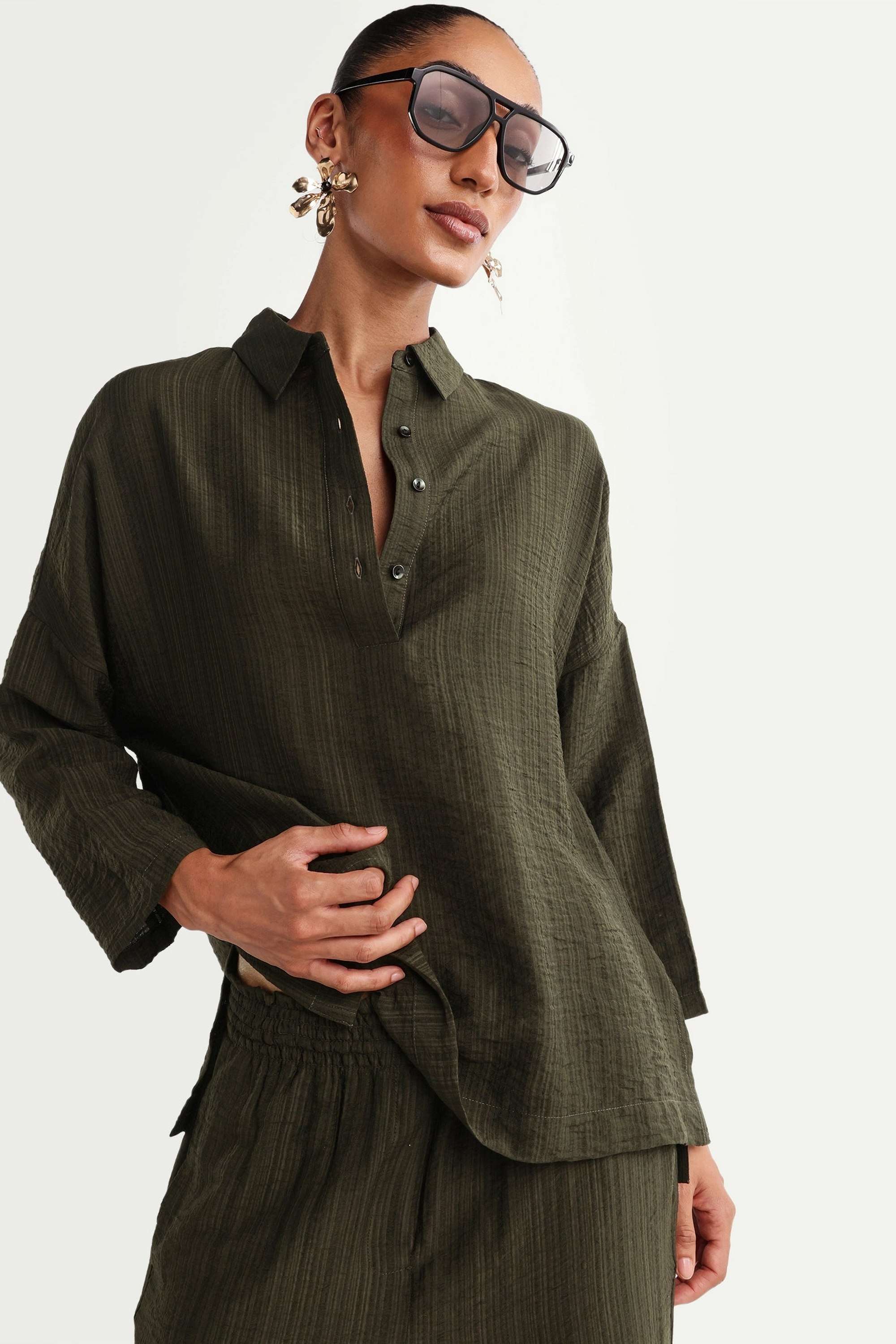 rareism Solid Viscose Oversized Fit Women's Top-picture-22