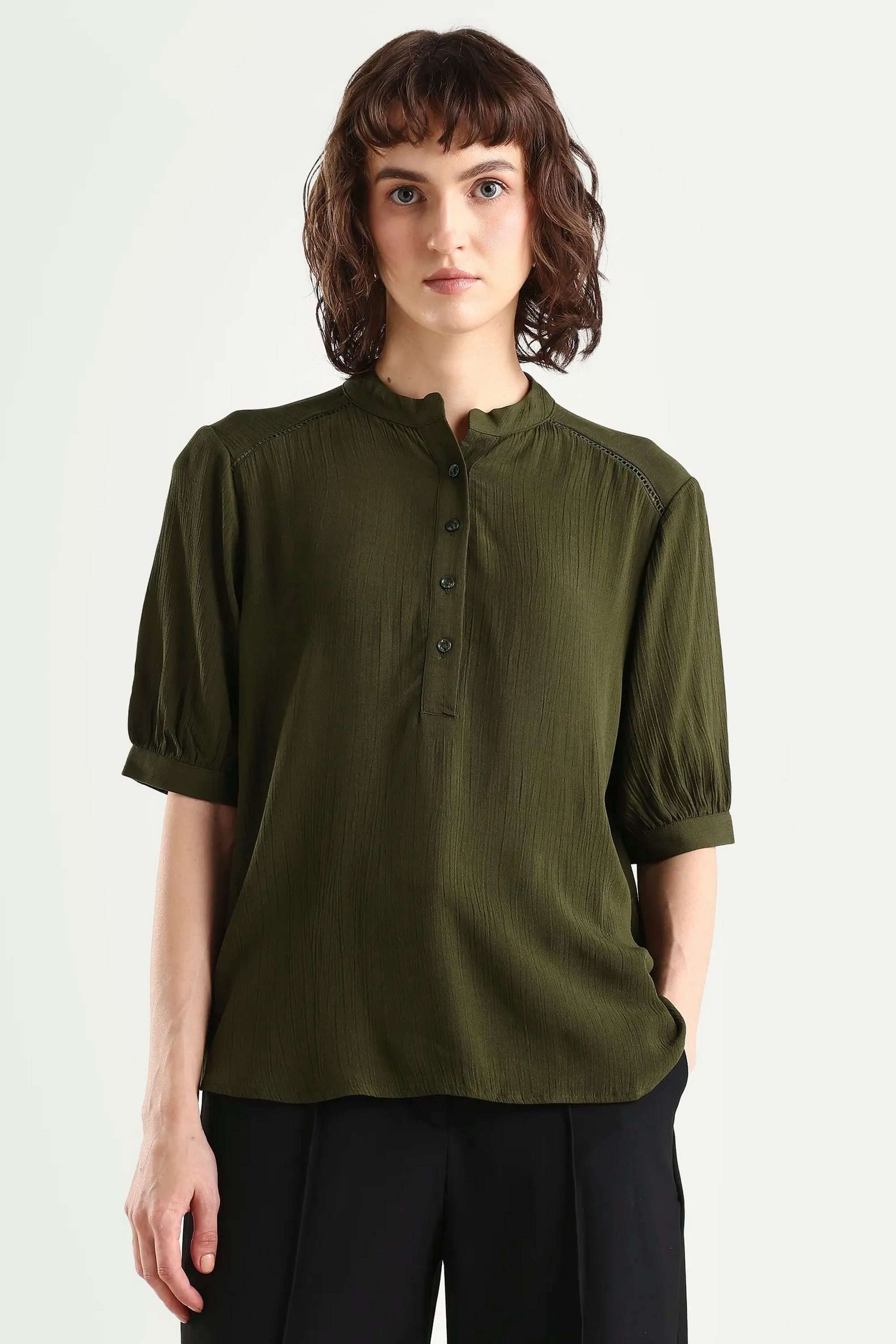 Solid-Viscose-Round-Neck-Women-s-Top