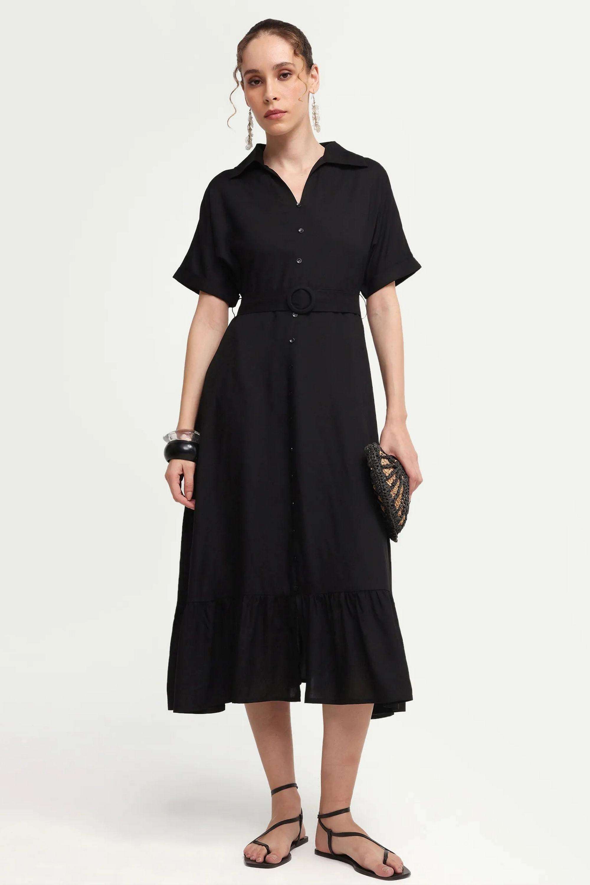 Solid-Viscose-Women-s-Dress
