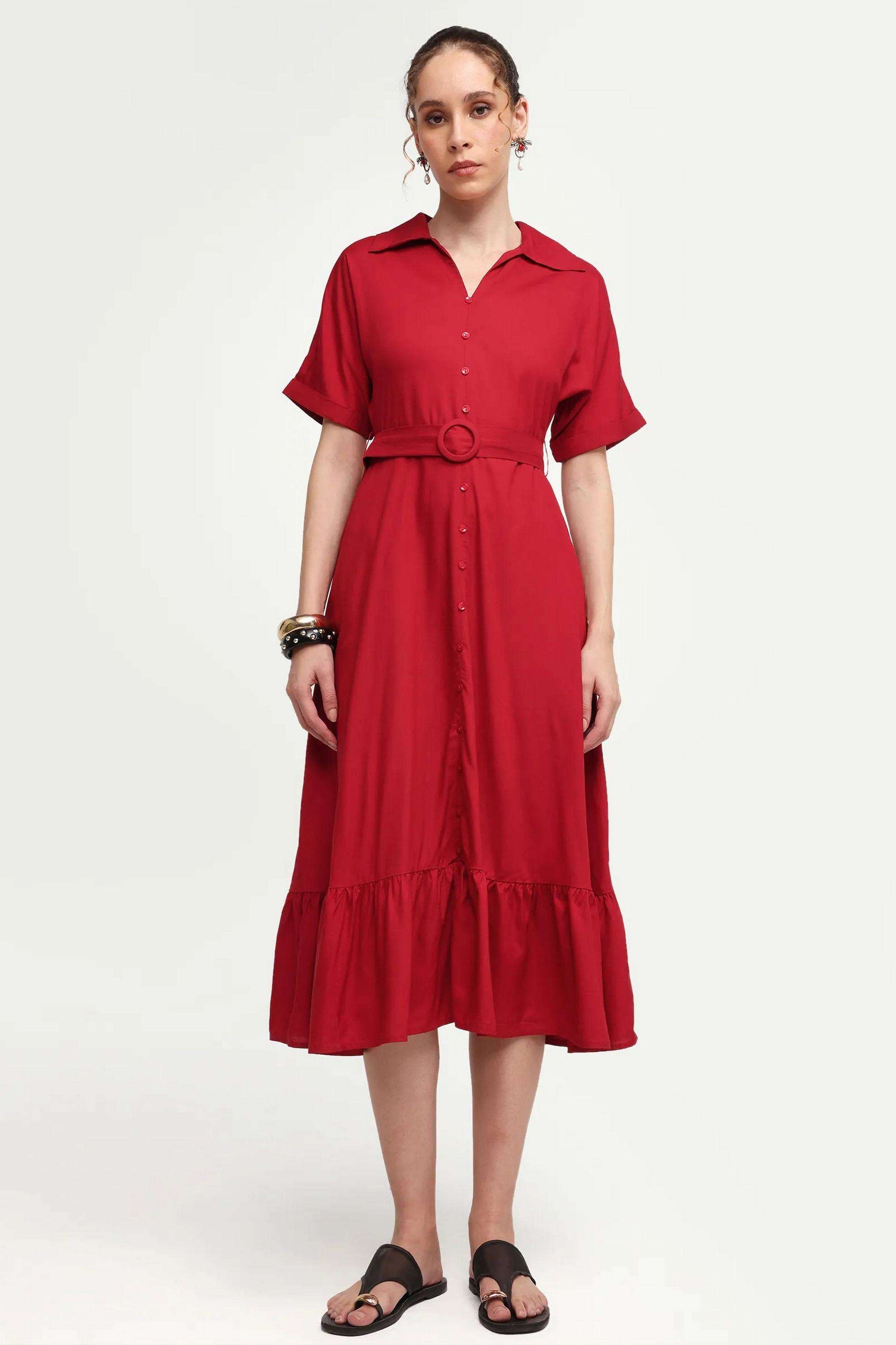 Solid-Viscose-Women-s-Dress