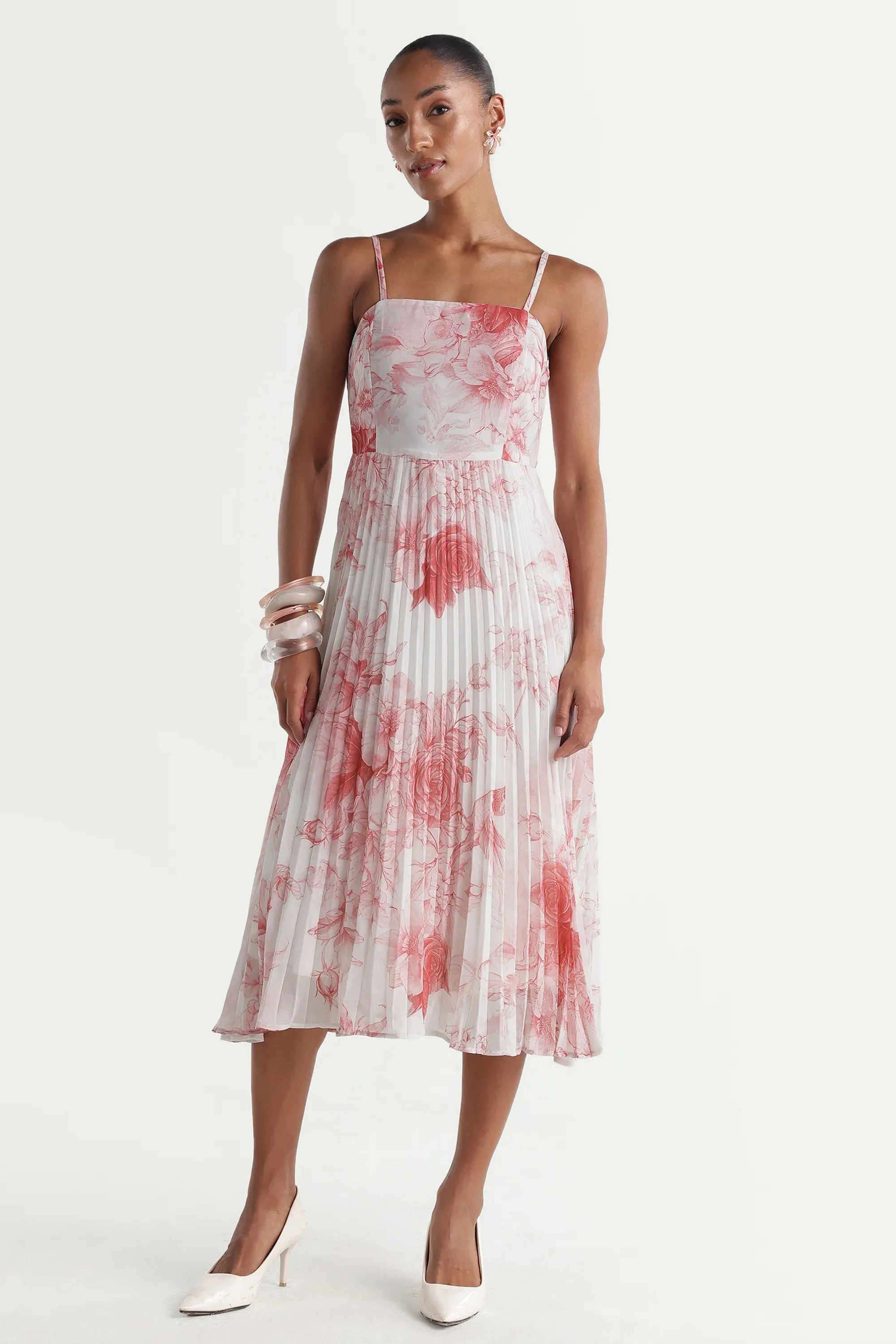 rareism Printed Square Neck Polyester Women's Dress-picture-12