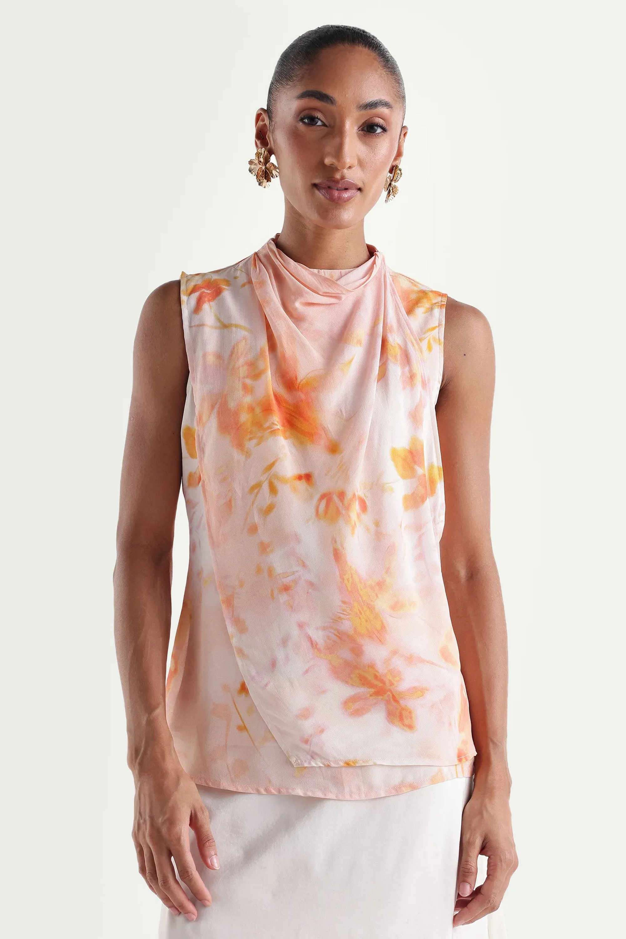 rareism Printed Woven Cowl Neck Women's Top-picture-25