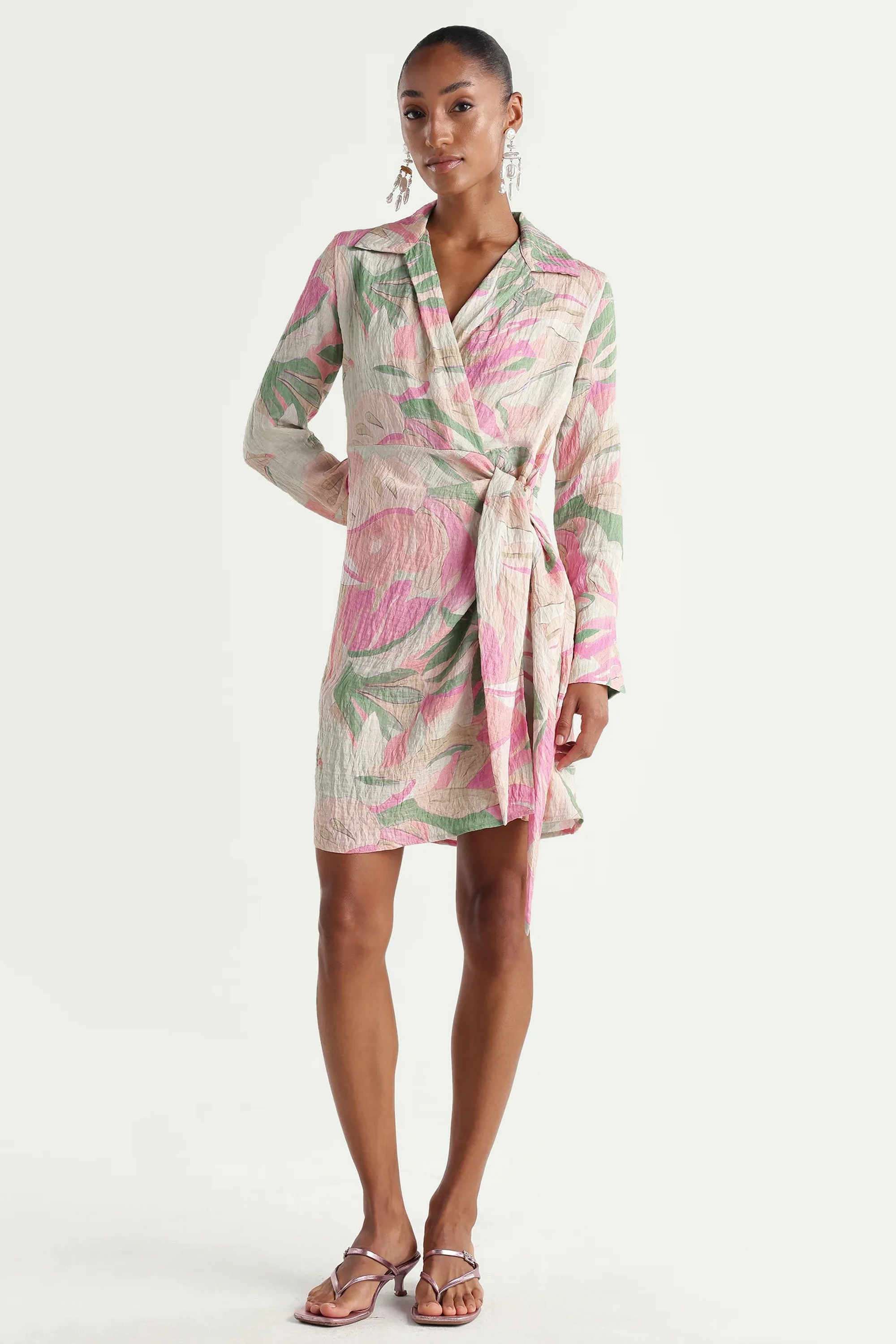 rareism Printed Collared Viscose Women's Dress-picture-16