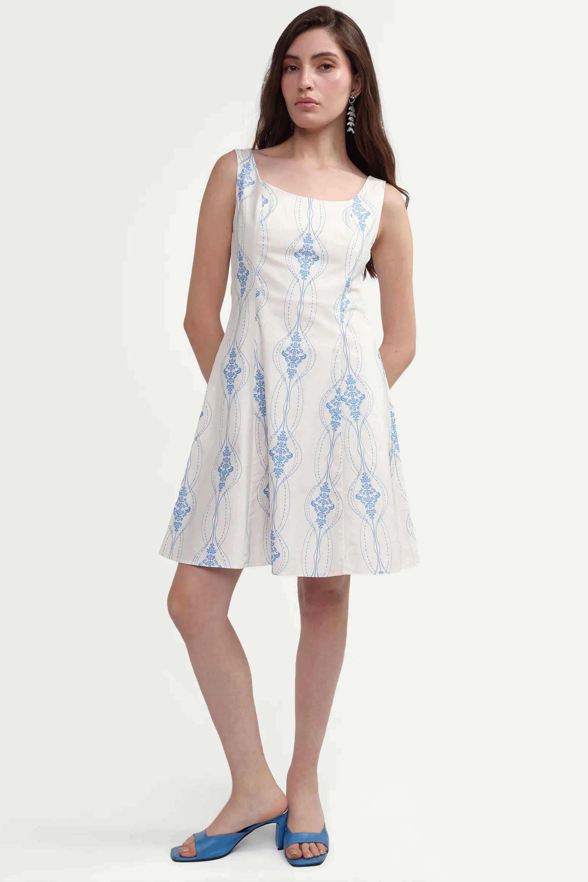 rareism Printed Square Neck Cotton Women's Dress-picture-17