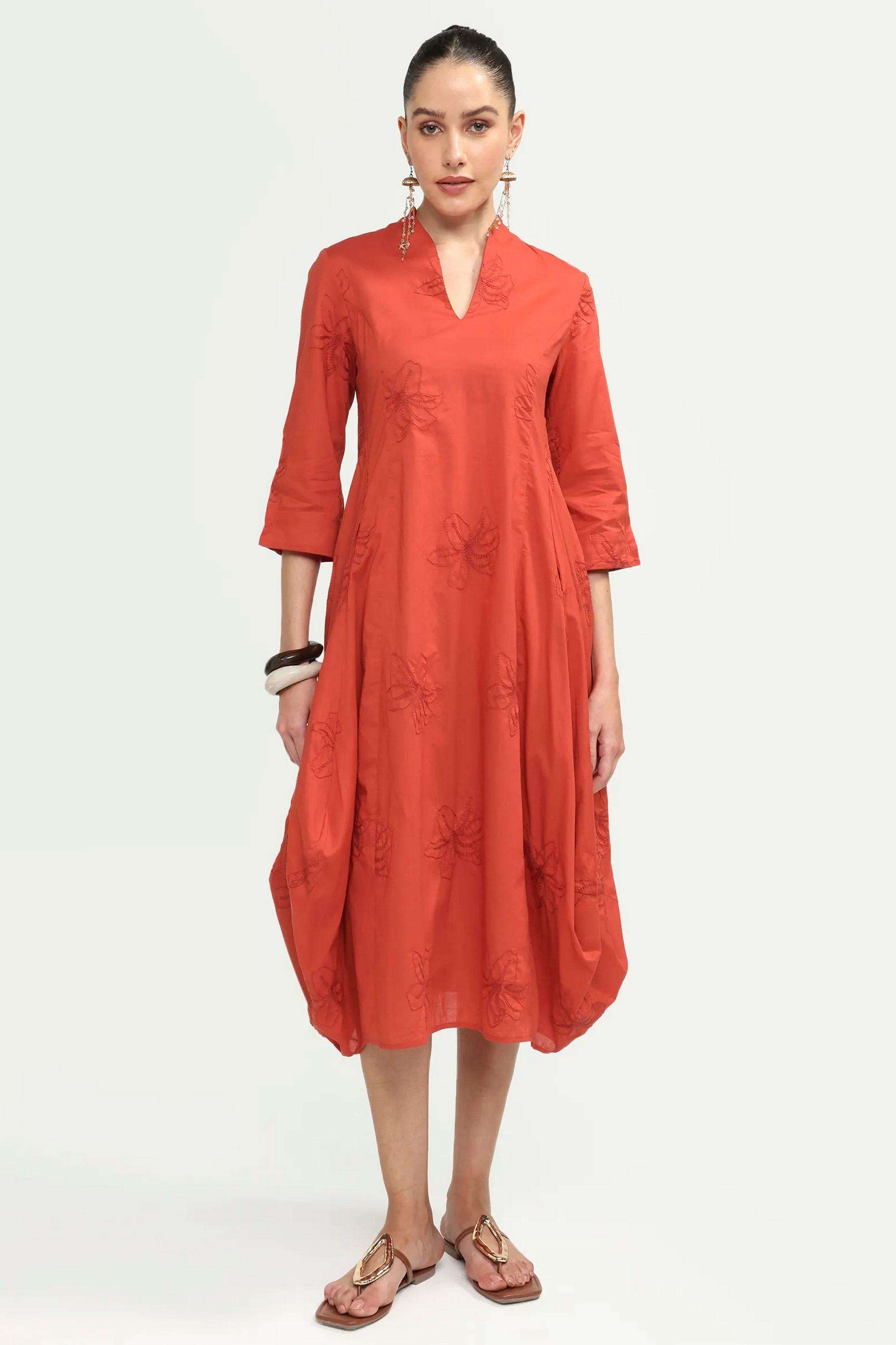 Embroidered-Cotton-Blend-Women-s-Dress