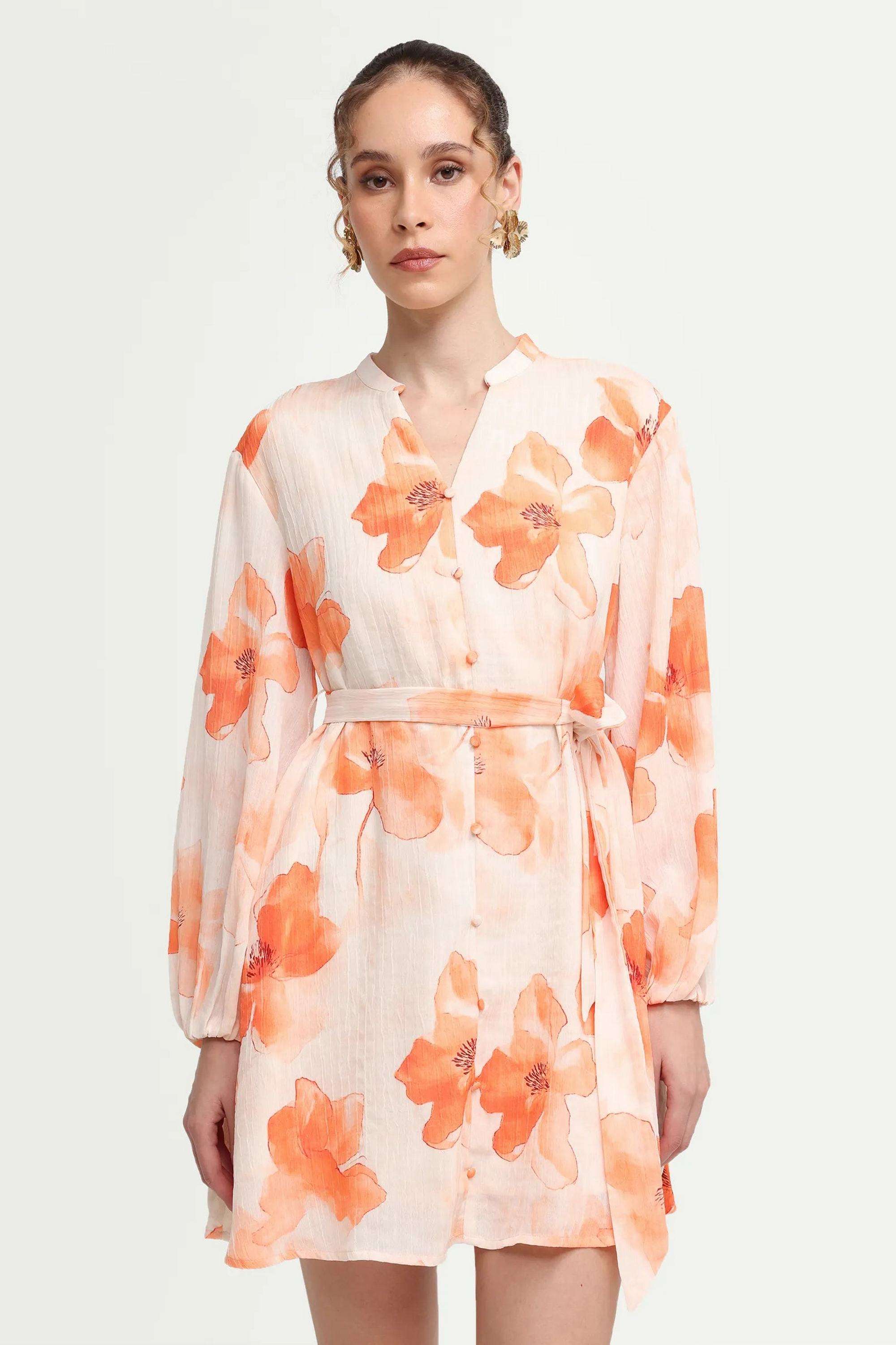 Floral-Polyester-Women-s-Dress