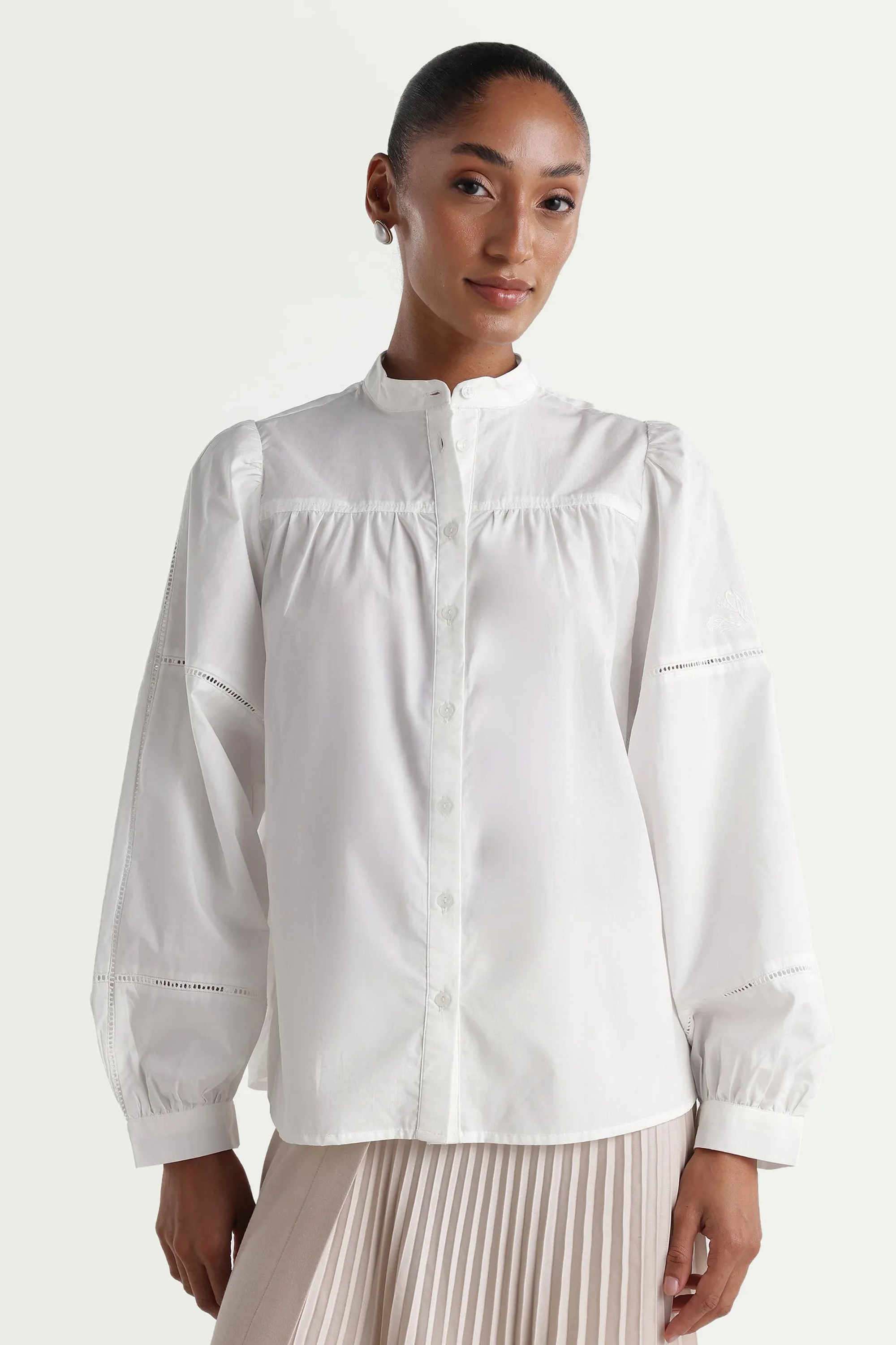 rareism Solid Woven Collared Women's Shirt-picture-10
