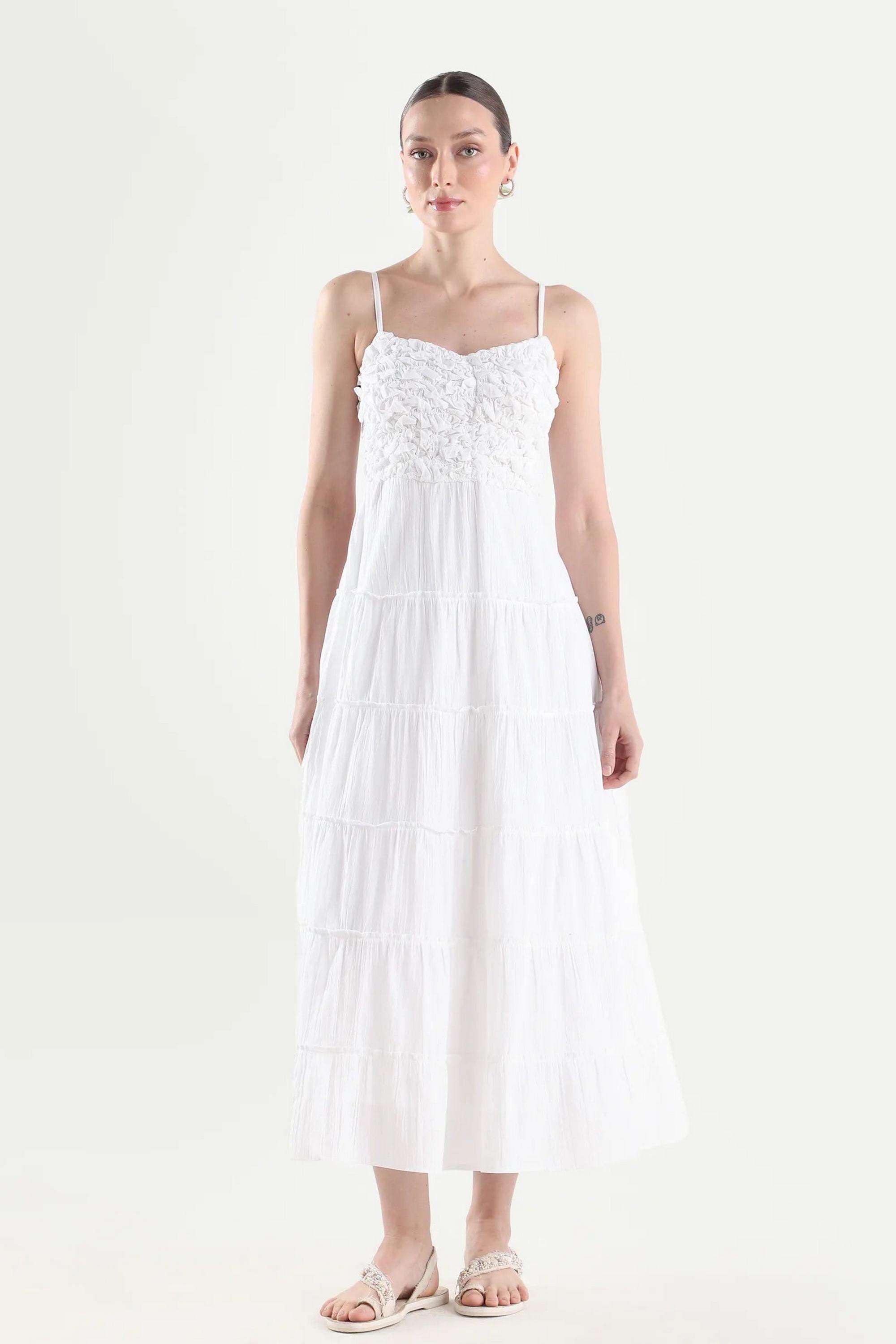 Solid-Cotton-Blend-Women-s-Dress