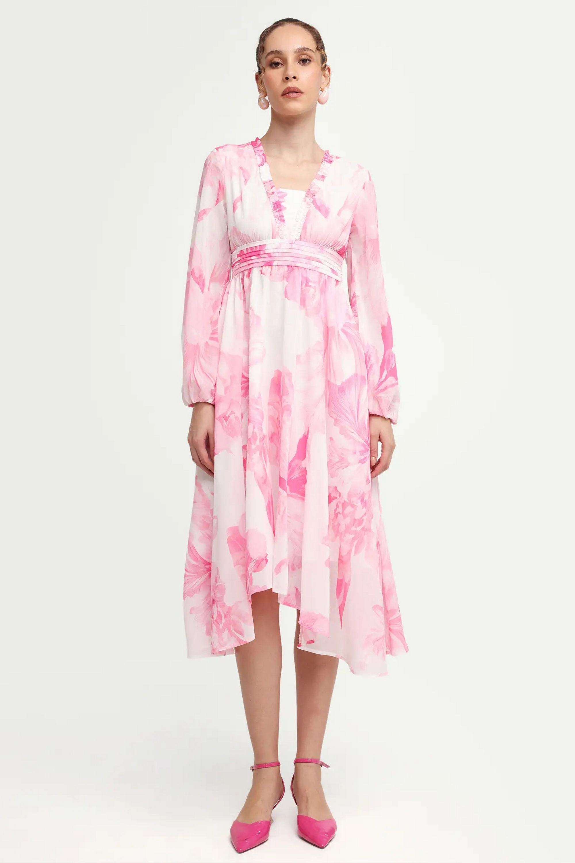 Floral-Polyester-Women-s-Dress