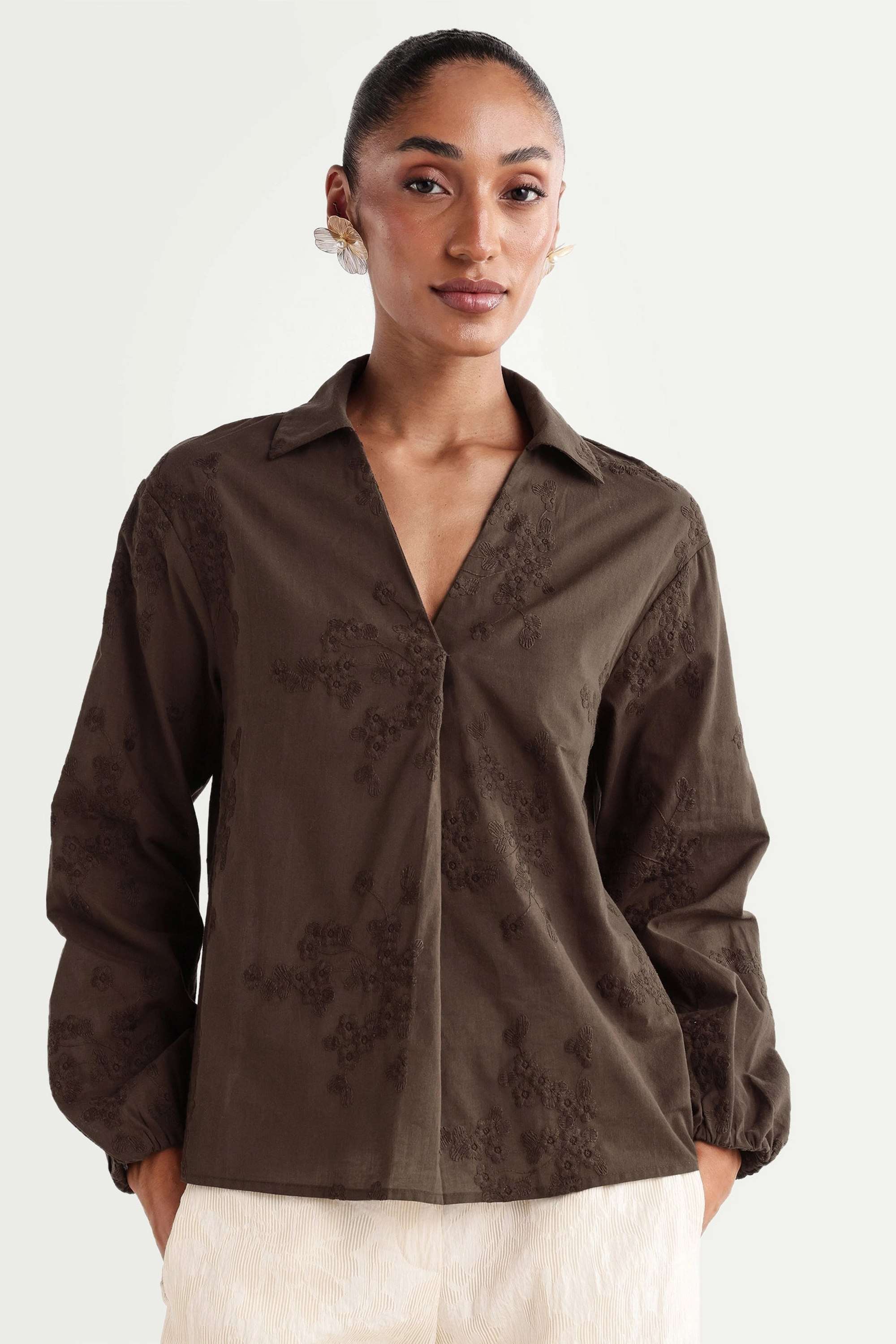 rareism Solid Cotton Regular Fit Women's Top-picture-32