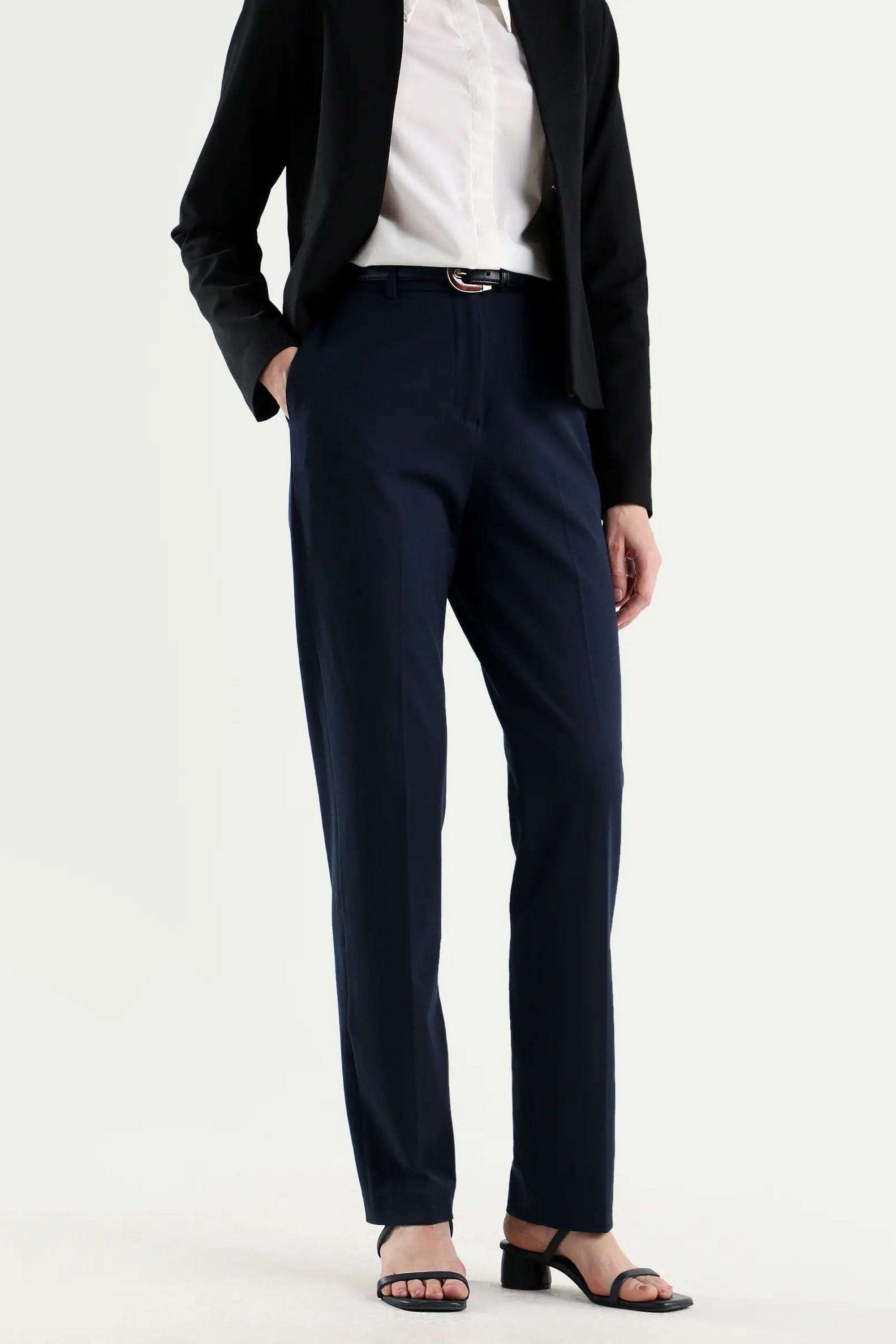 Blended-Fabric-Tapered-Fit-Women-s-Trousers