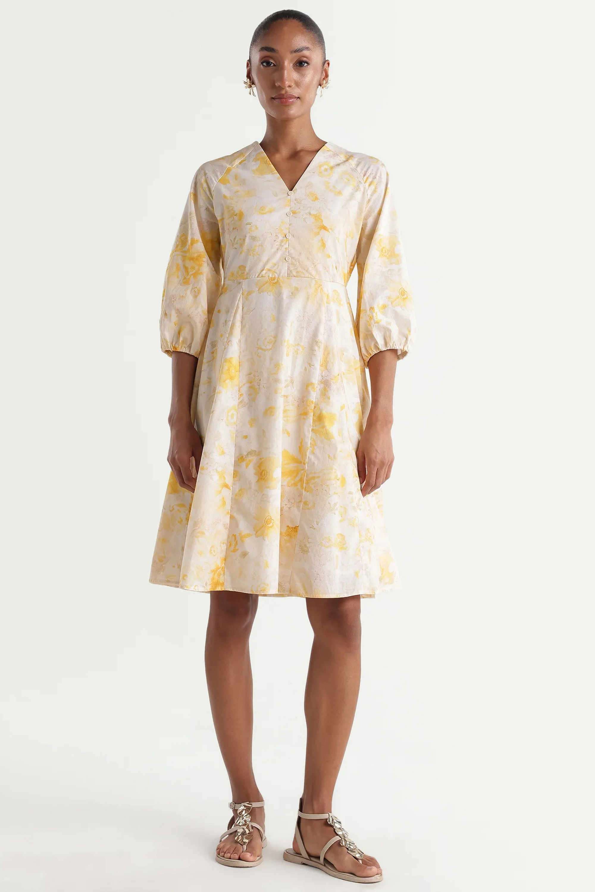 rareism Printed V-Neck Cotton Women's Dress-picture-24