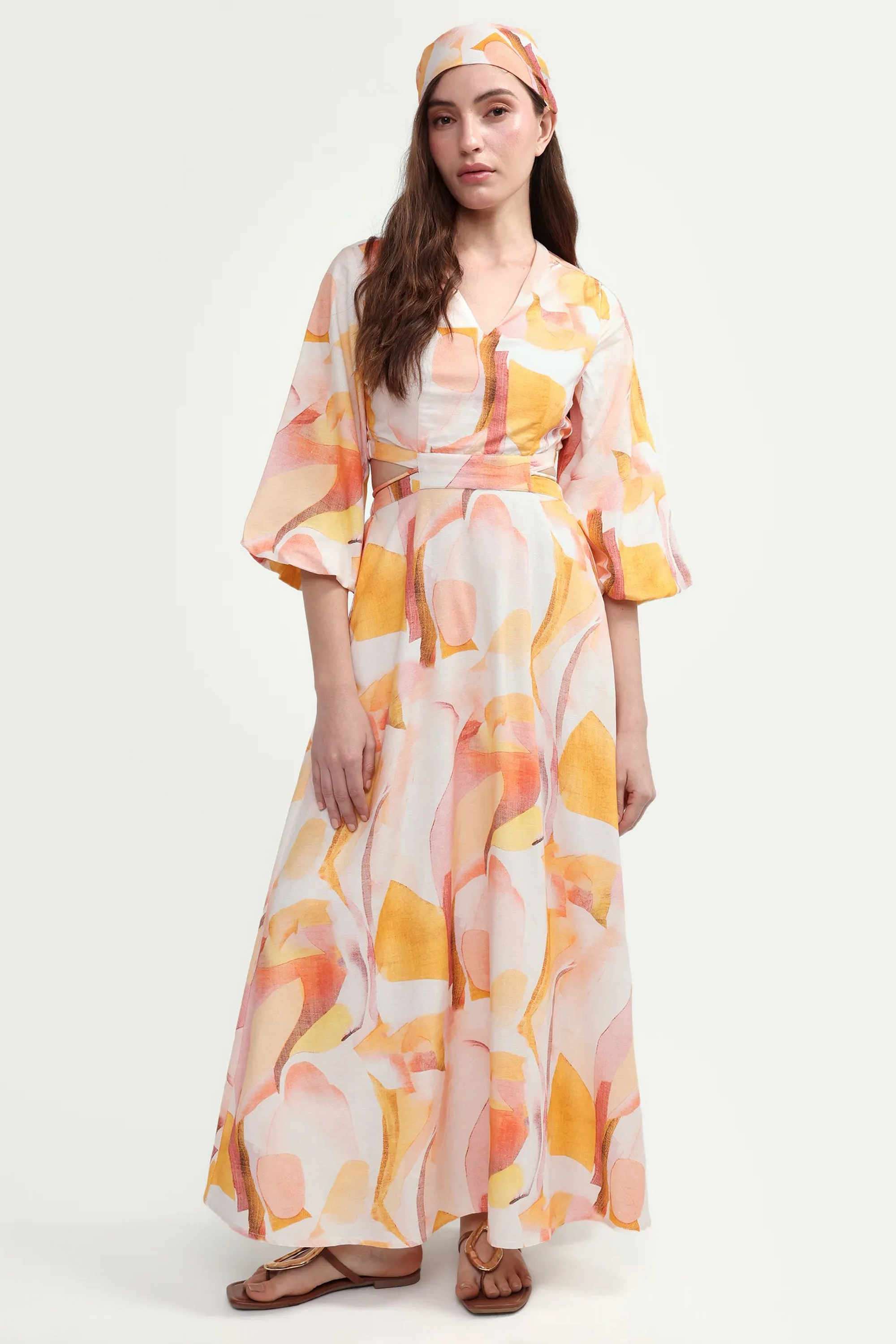 rareism Printed V-Neck Viscose Women's Dress-picture-37