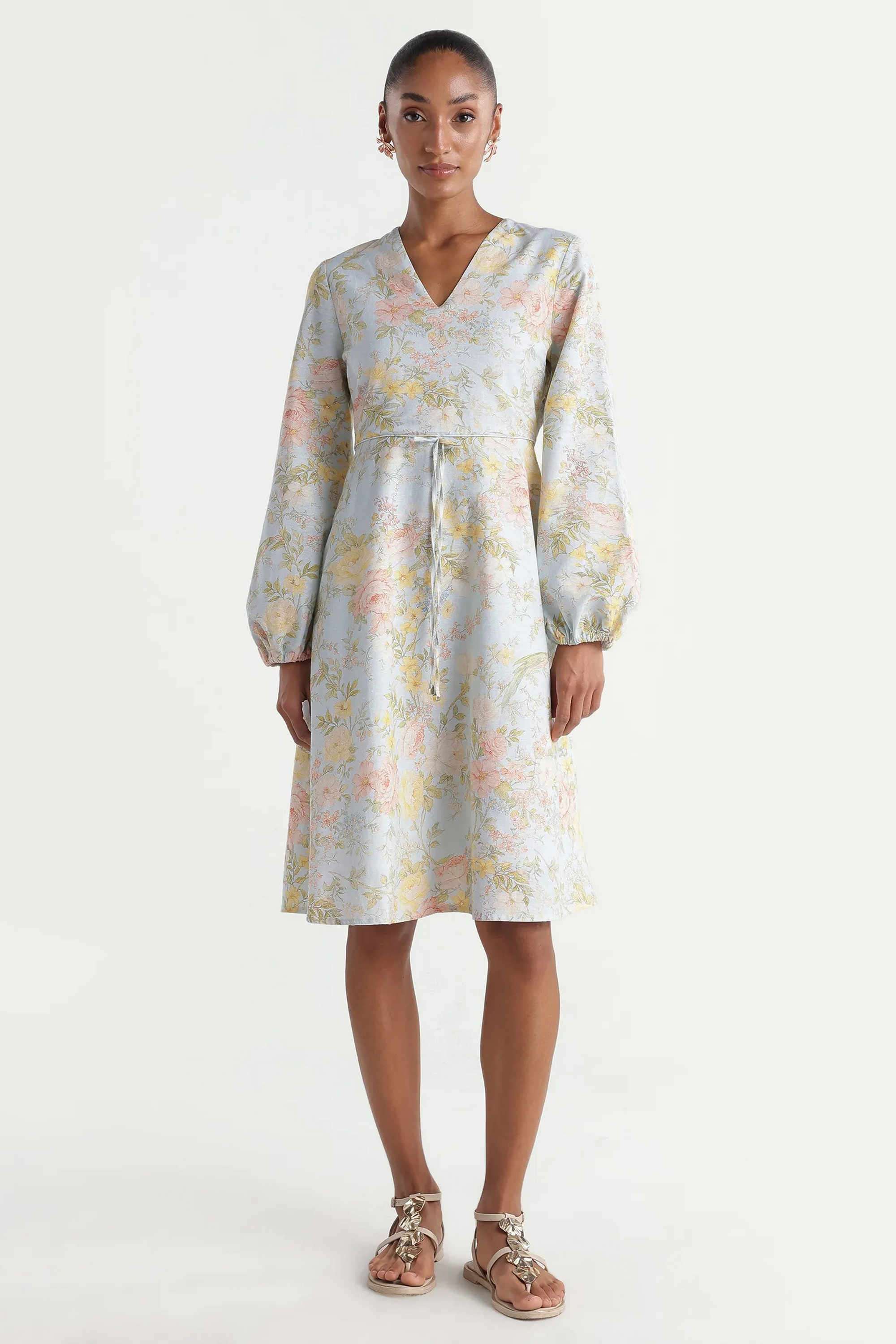 rareism Printed V-Neck Viscose Women's Dress-picture-21