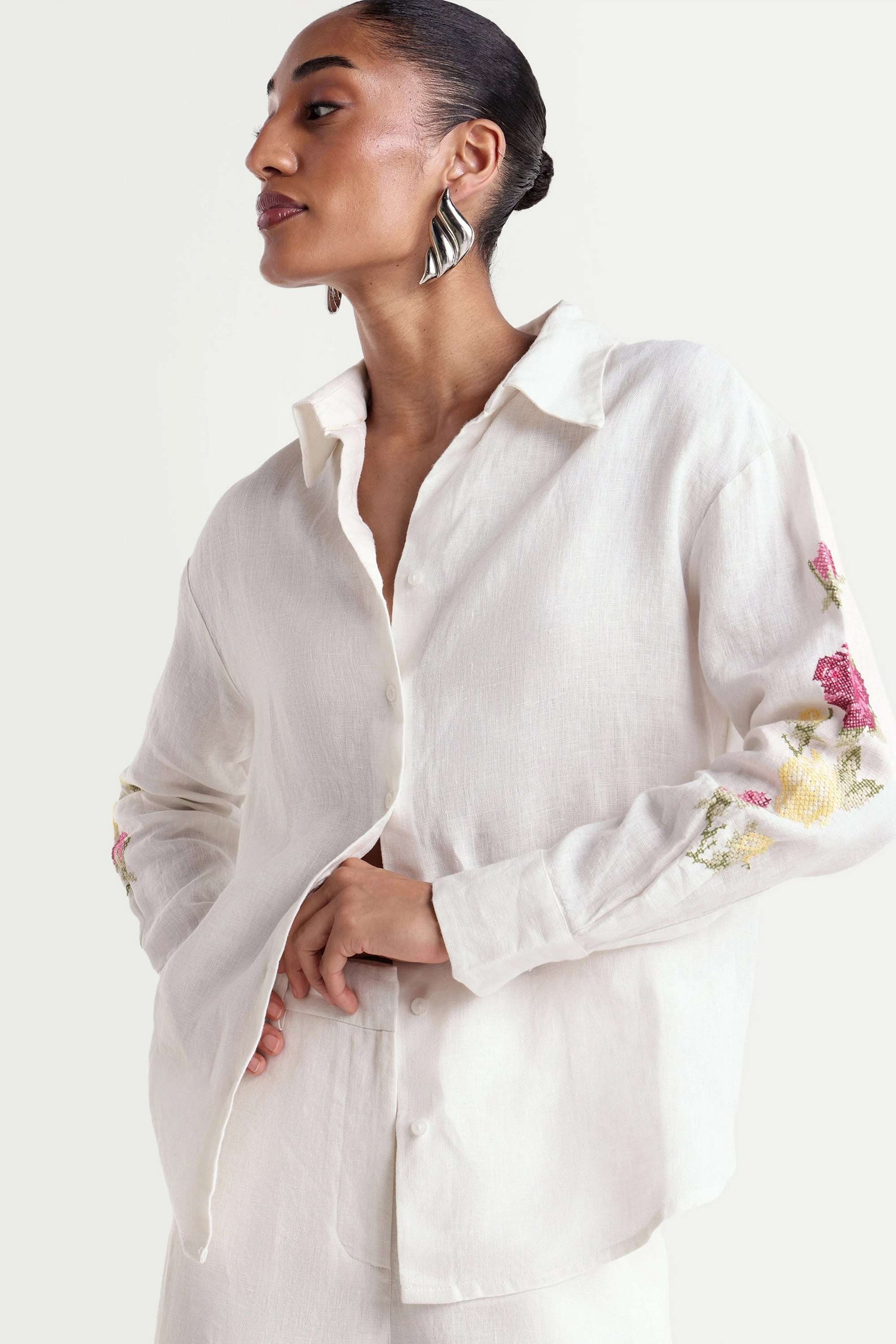 rareism Solid Linen Regular Fit Women's Shirt-picture-11