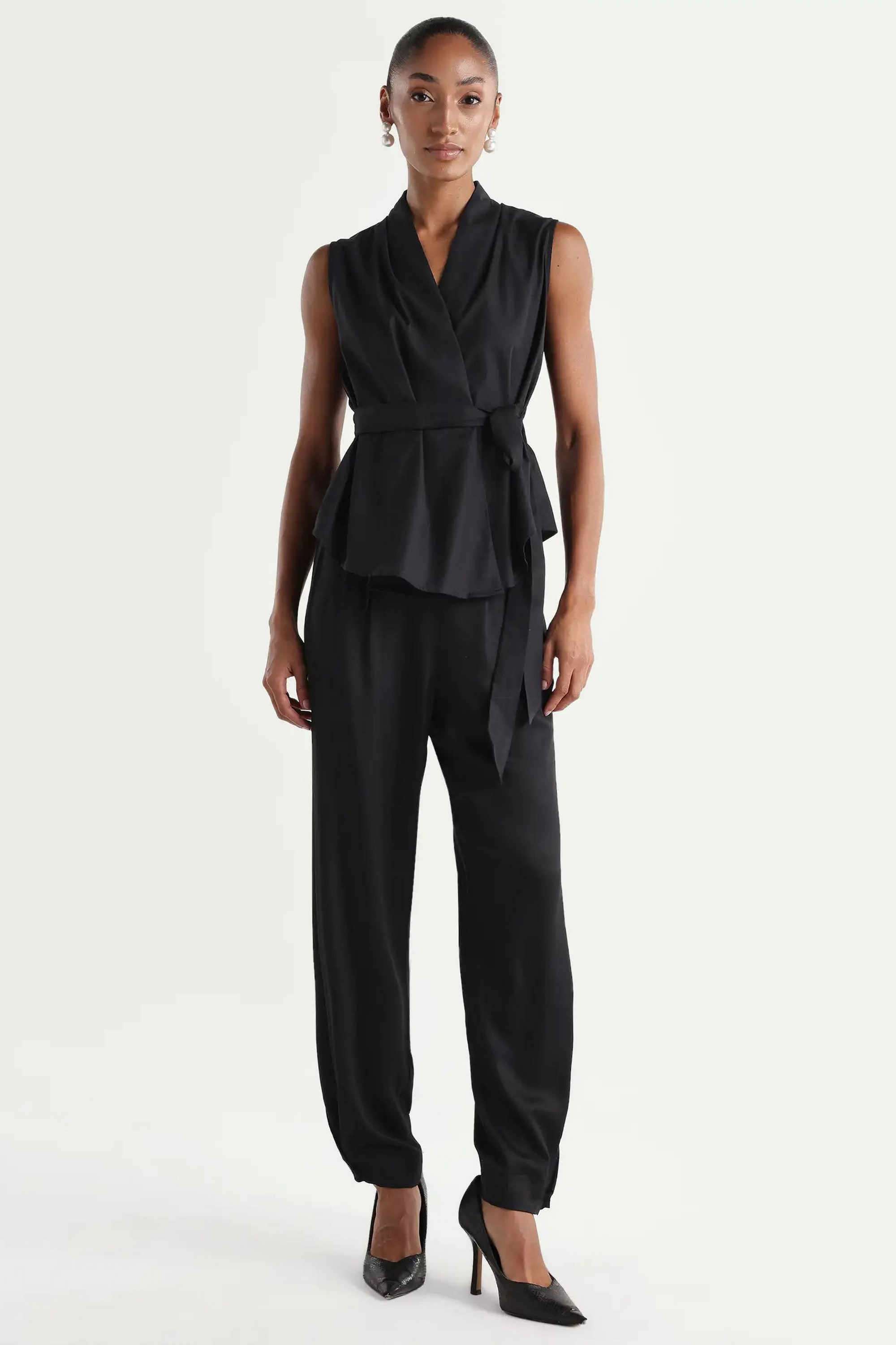 rareism Solid Tapered Fit Linen Blend Women's Casual Trousers-picture-36